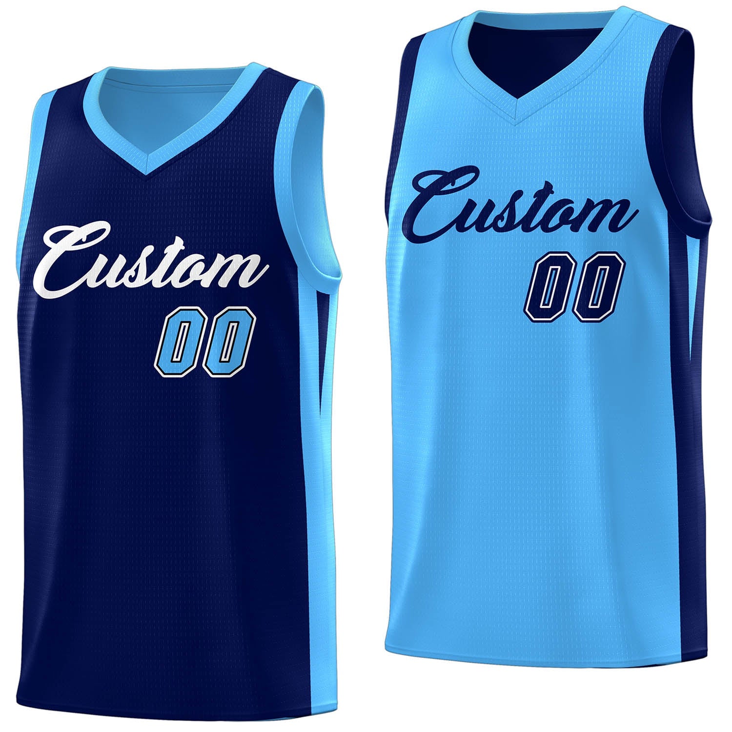 Benutzerdefinierte Marineblau Doppel Seite Tops Athletische Basketball Jersey