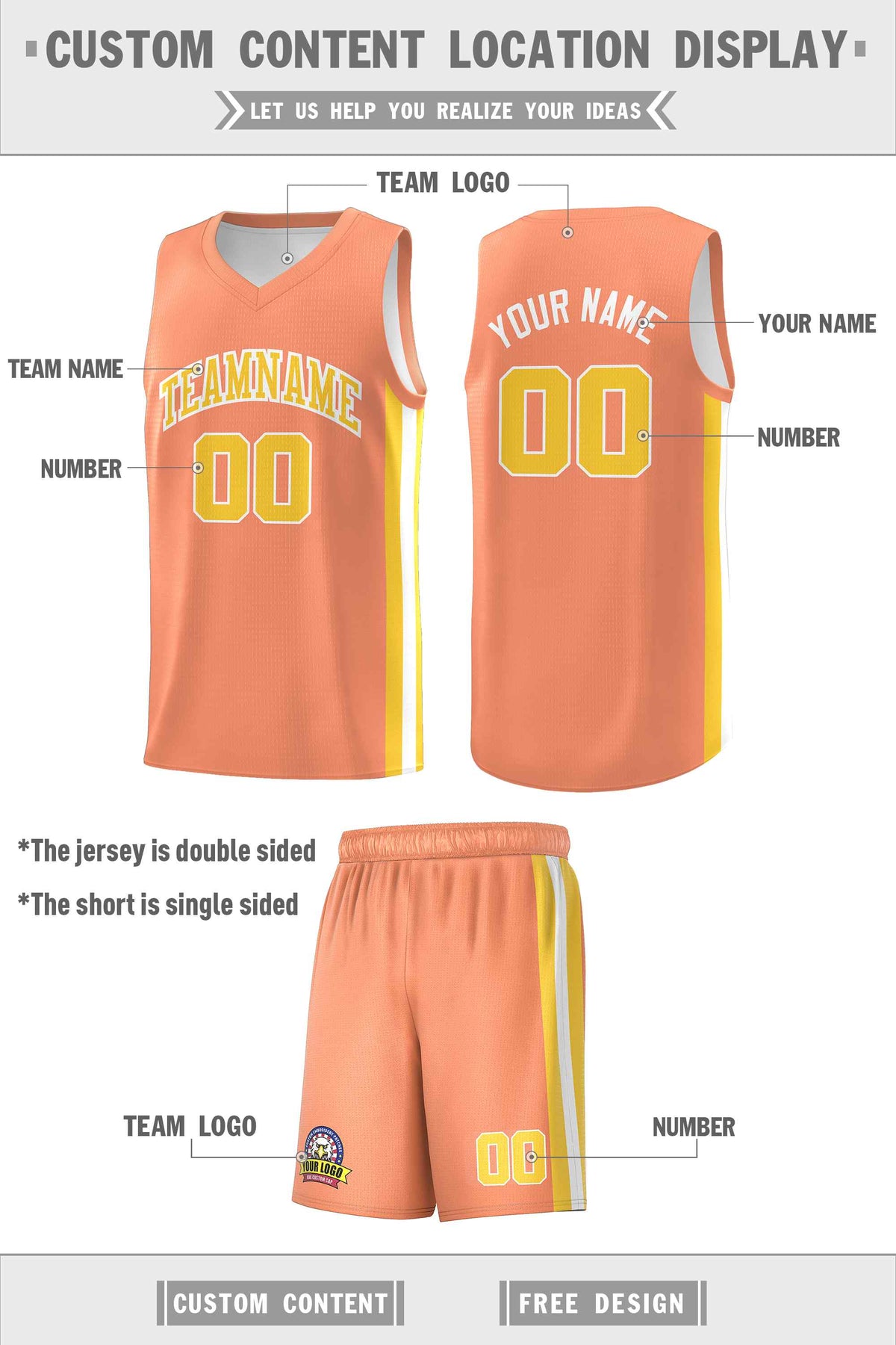 Custom White Orange-Yellow Double Side kits Men Basketball Jersey|KXKSHOP