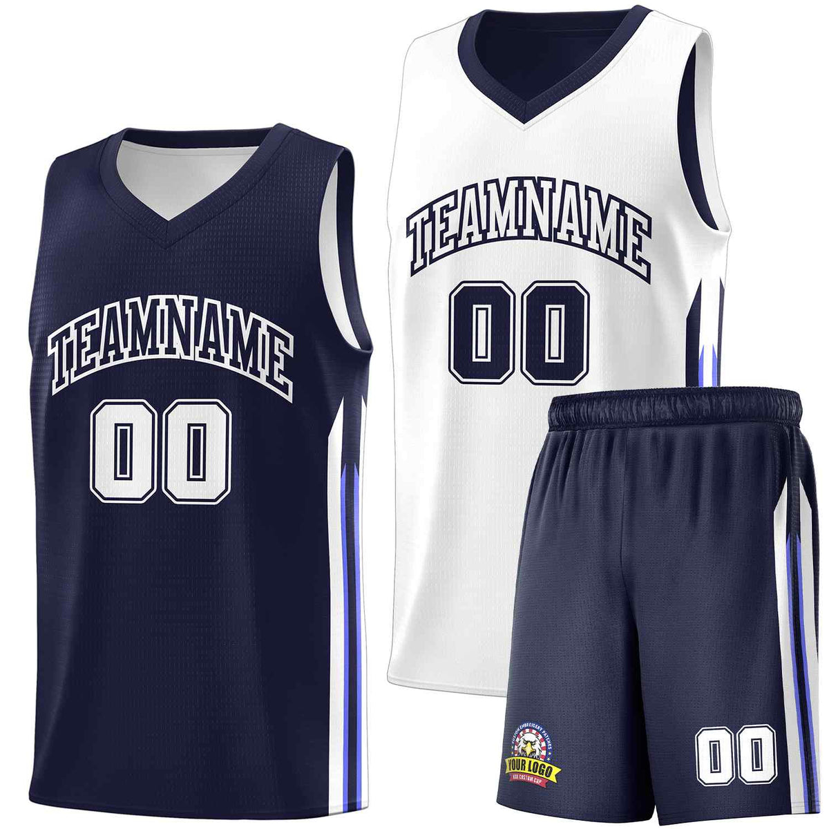 Custom Navy White Double SideKits Men Basketball Jersey | KXKSHOP