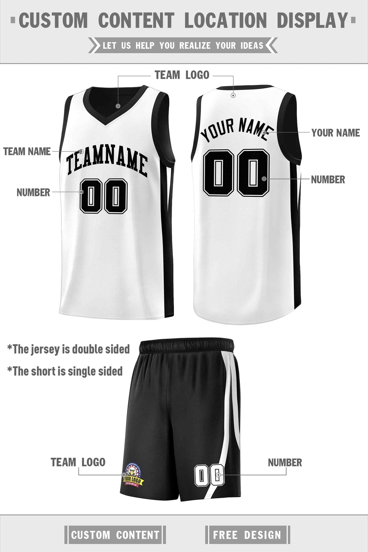 Custom Black White Double Side Sets Men Basketball Jersey | KXKSHOP