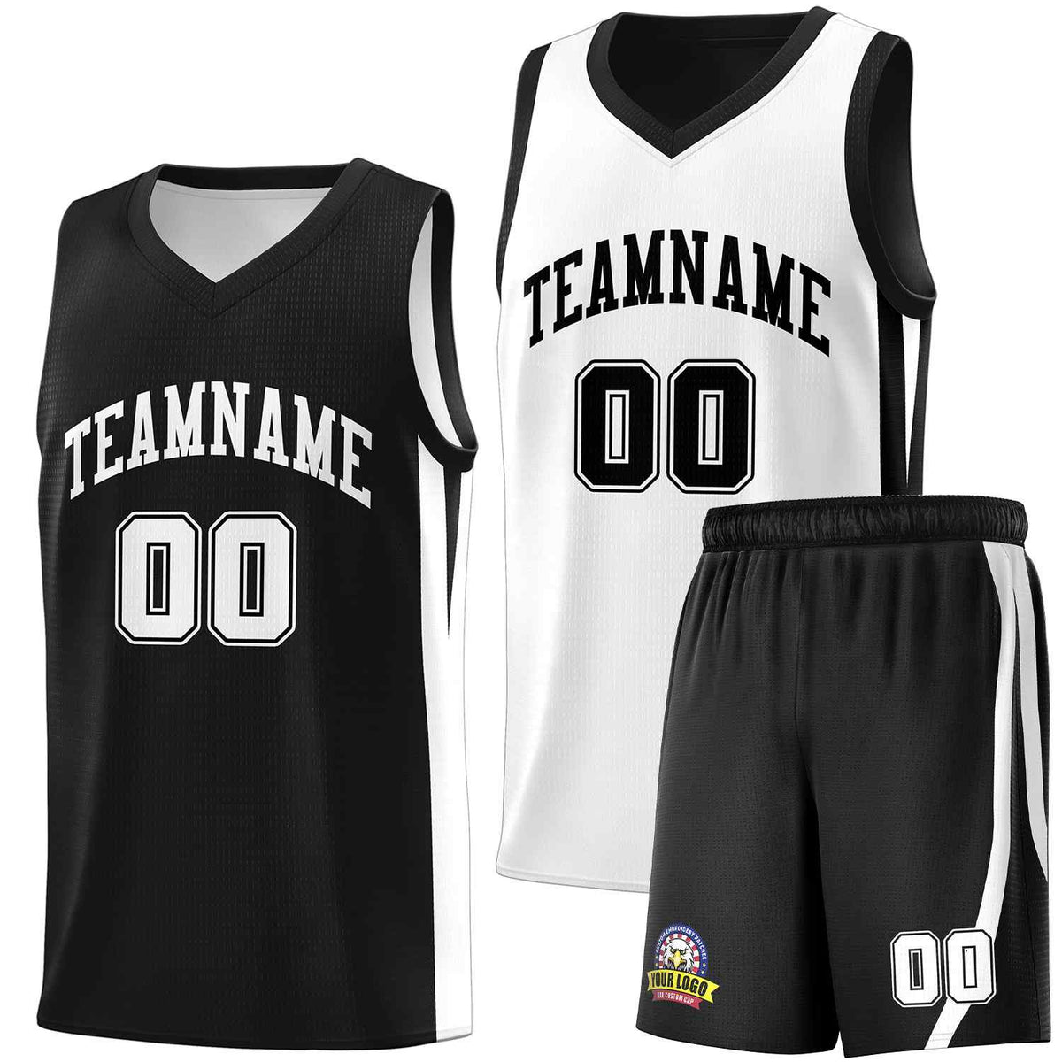 Custom Black White Double Side Sets Men Basketball Jersey | KXKSHOP
