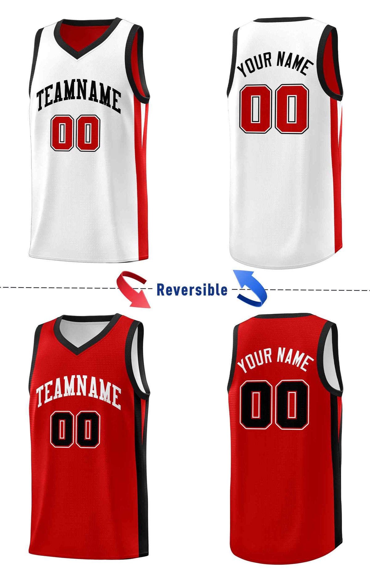Custom Black White Double Side Sets Men Basketball Jersey | KXKSHOP