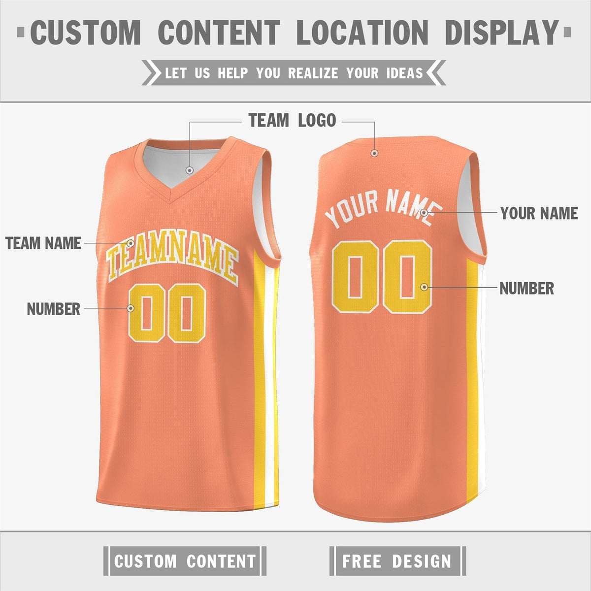 Custom White Orange Double Side Tops Basketball Jersey | KXKSHOP