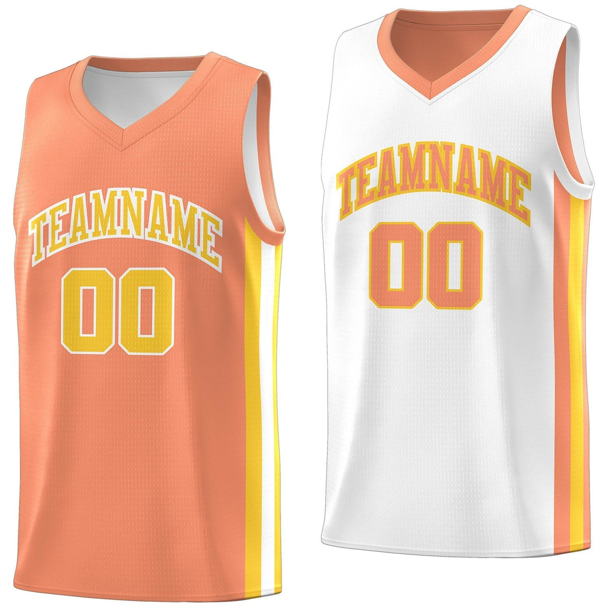 Custom White Orange Double Side Tops Basketball Jersey | KXKSHOP