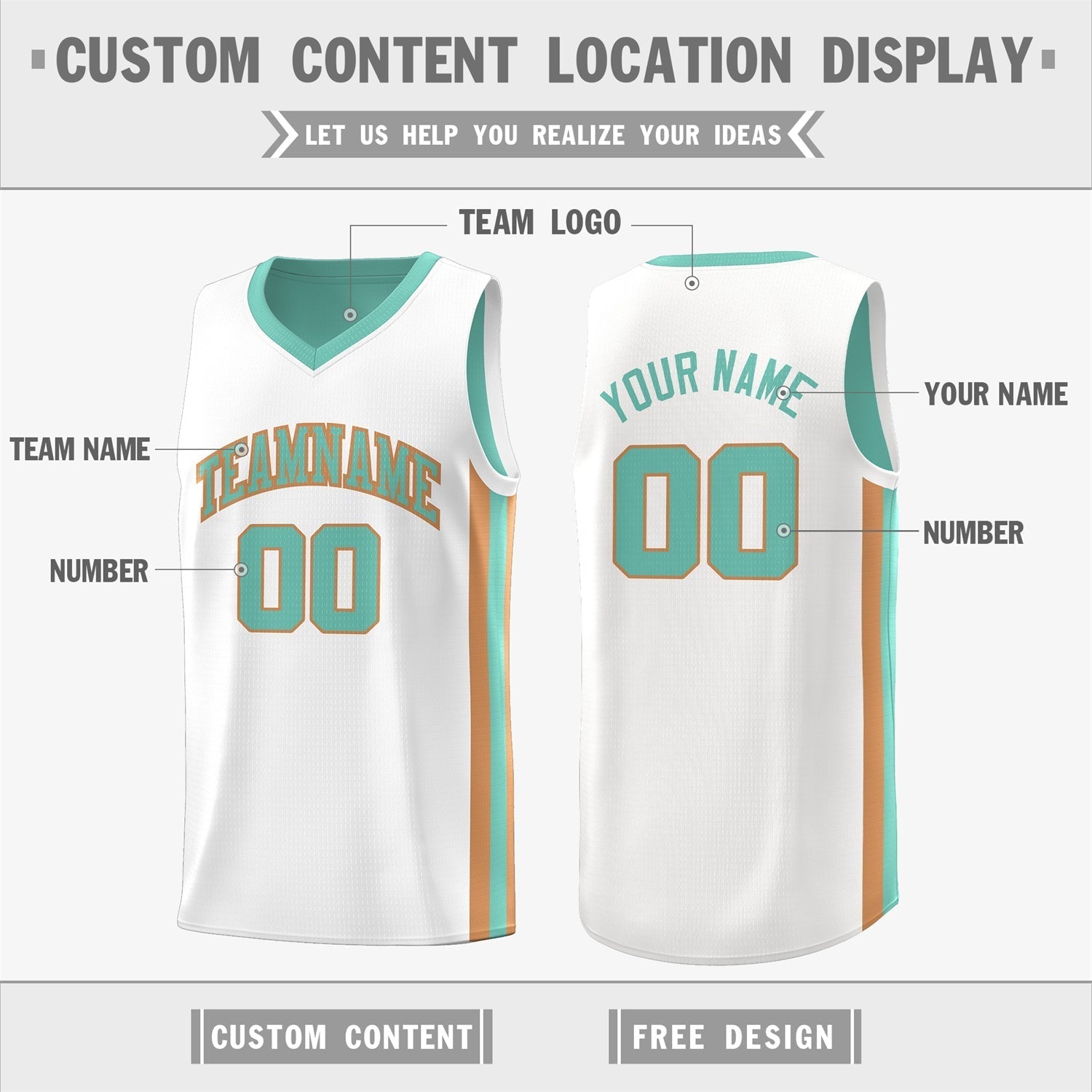 Custom White Orange Double Side Tops Basketball Jersey | KXKSHOP