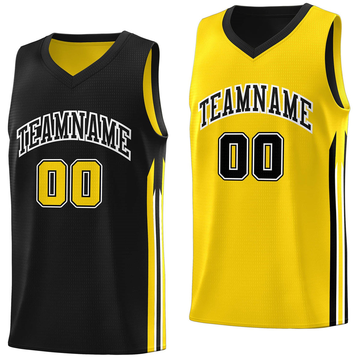 Custom Black Yellow Double Side Tops Men Training Basketball Jersey