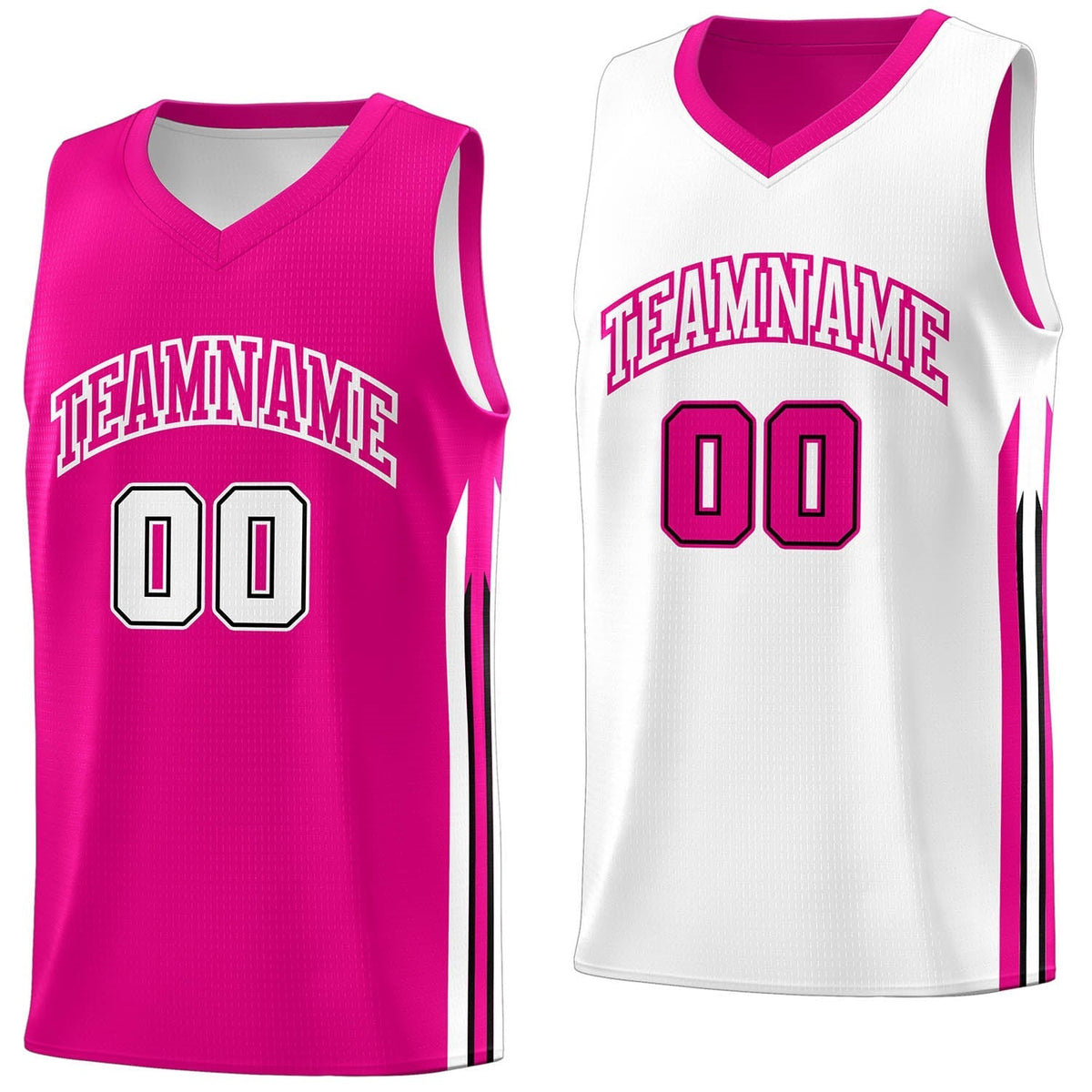 Custom Pink White Double Side Tops Men Training Basketball Jersey