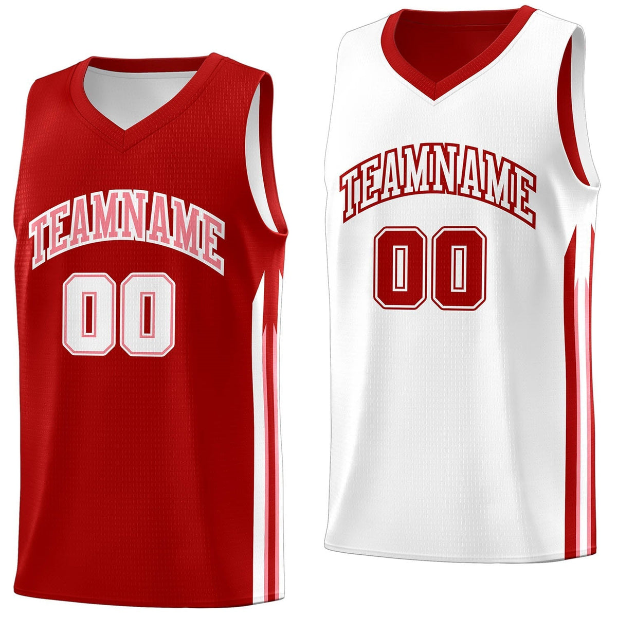 Custom Red White Double Side Tops Men Training Basketball Jersey