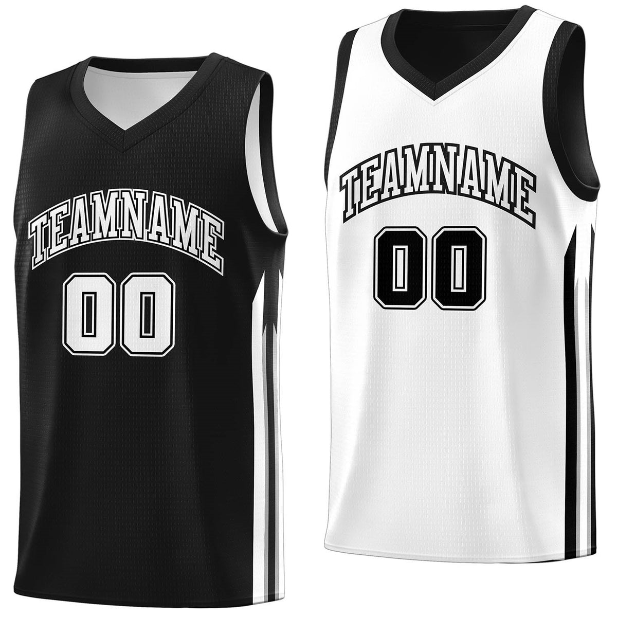 Custom Black White Double Side Tops Men Training Basketball Jersey