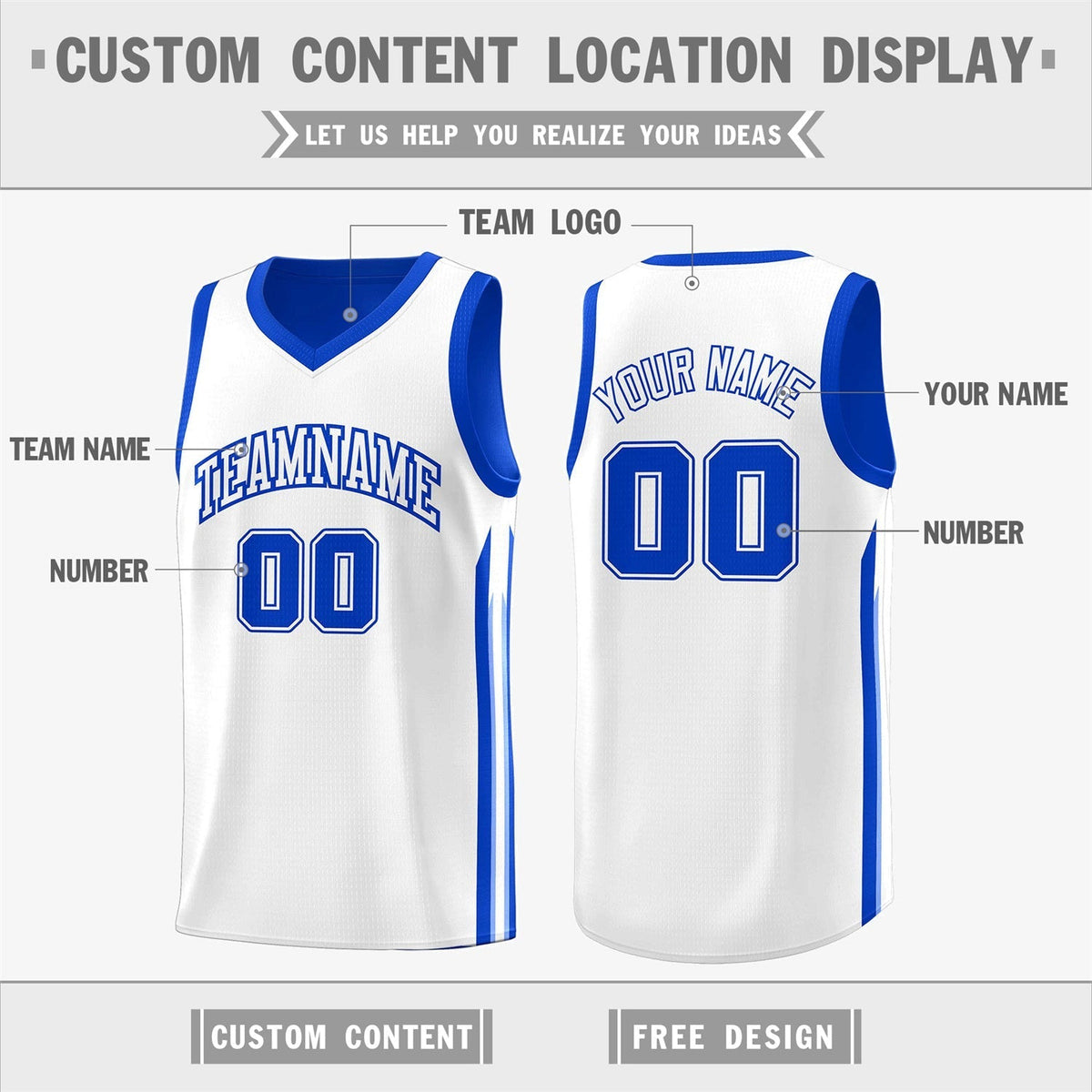 Custom Royal White Double Side Tops Men Training Basketball Jersey