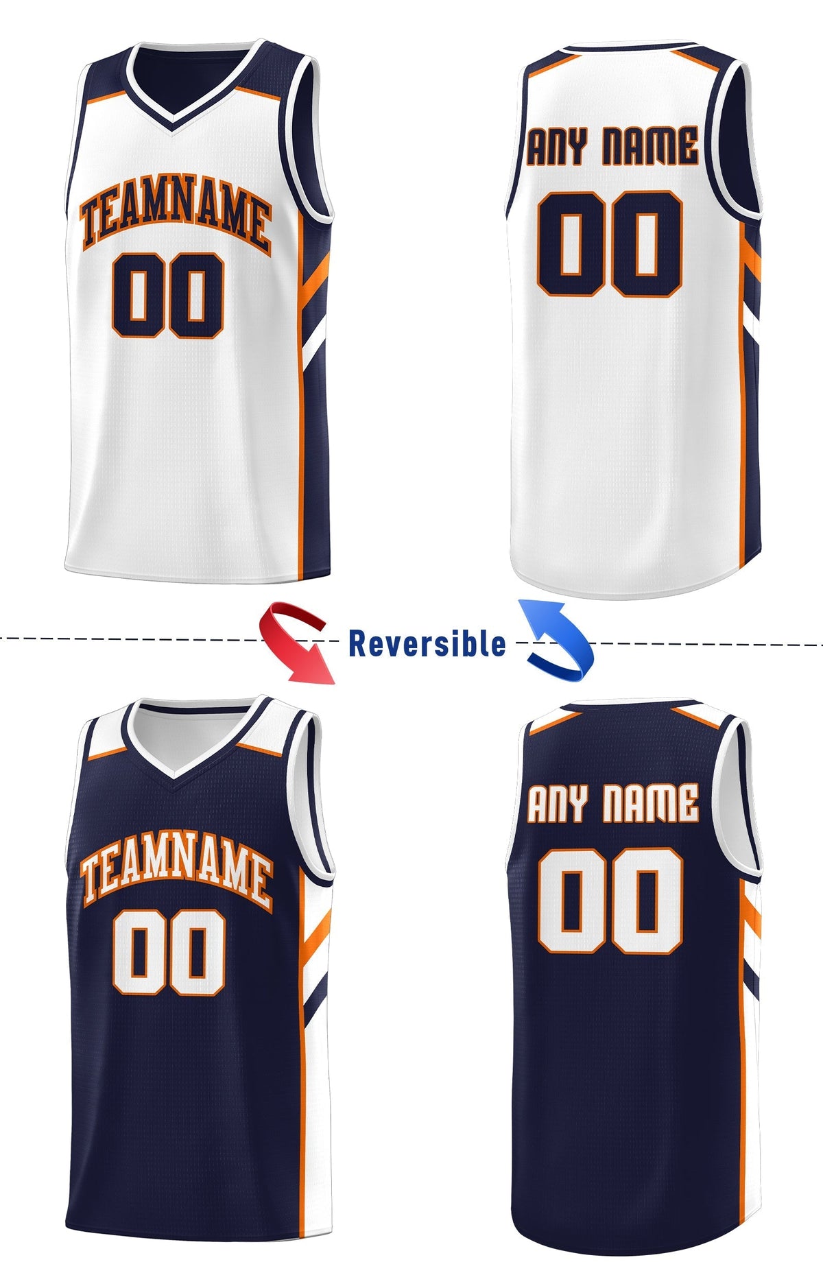 Custom Royal White-Yellow Double Side Tops Fashion Basketball Jersey | KXKSHOP