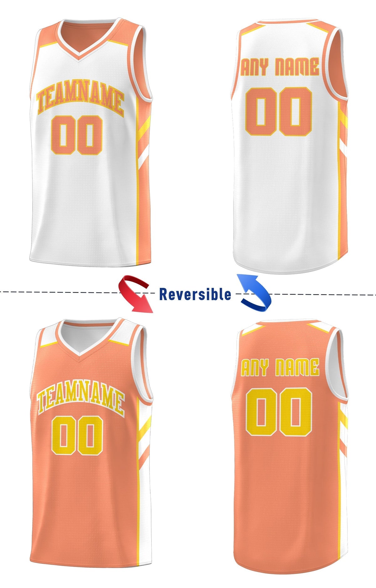 Custom Royal White-Yellow Double Side Tops Fashion Basketball Jersey | KXKSHOP