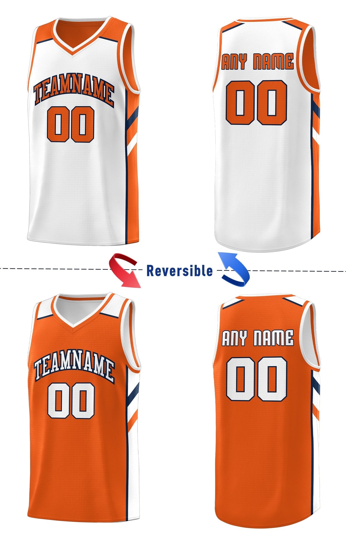 Custom Royal White-Yellow Double Side Tops Fashion Basketball Jersey | KXKSHOP