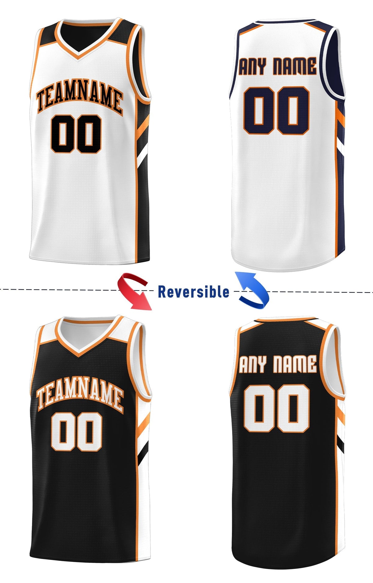 Custom Royal White-Yellow Double Side Tops Fashion Basketball Jersey | KXKSHOP
