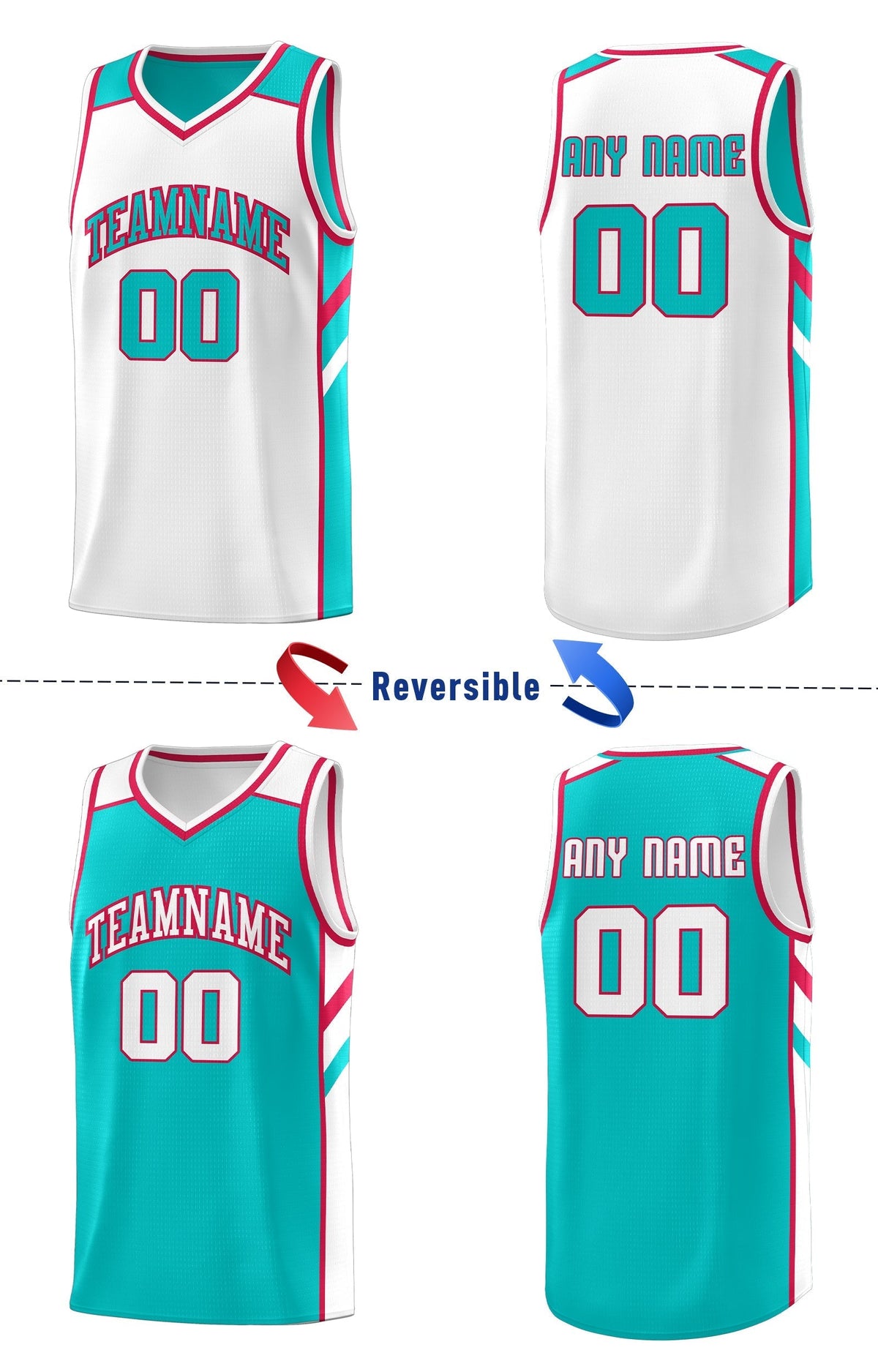 Custom Light Green White Double Side Tops Casual Basketball Jersey