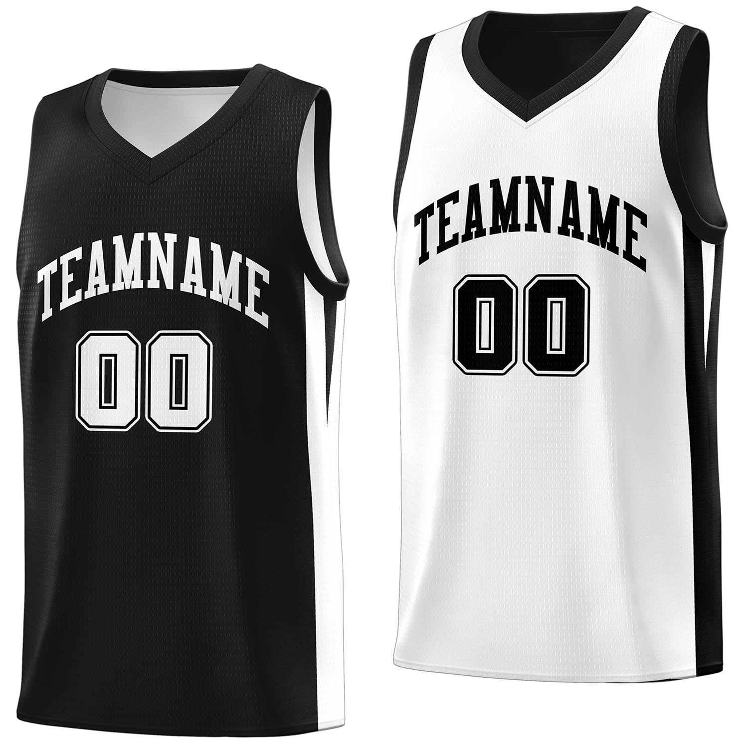 Benutzerdefinierte schwarz weiß doppelseitige Tops Athletic Basketball Jersey