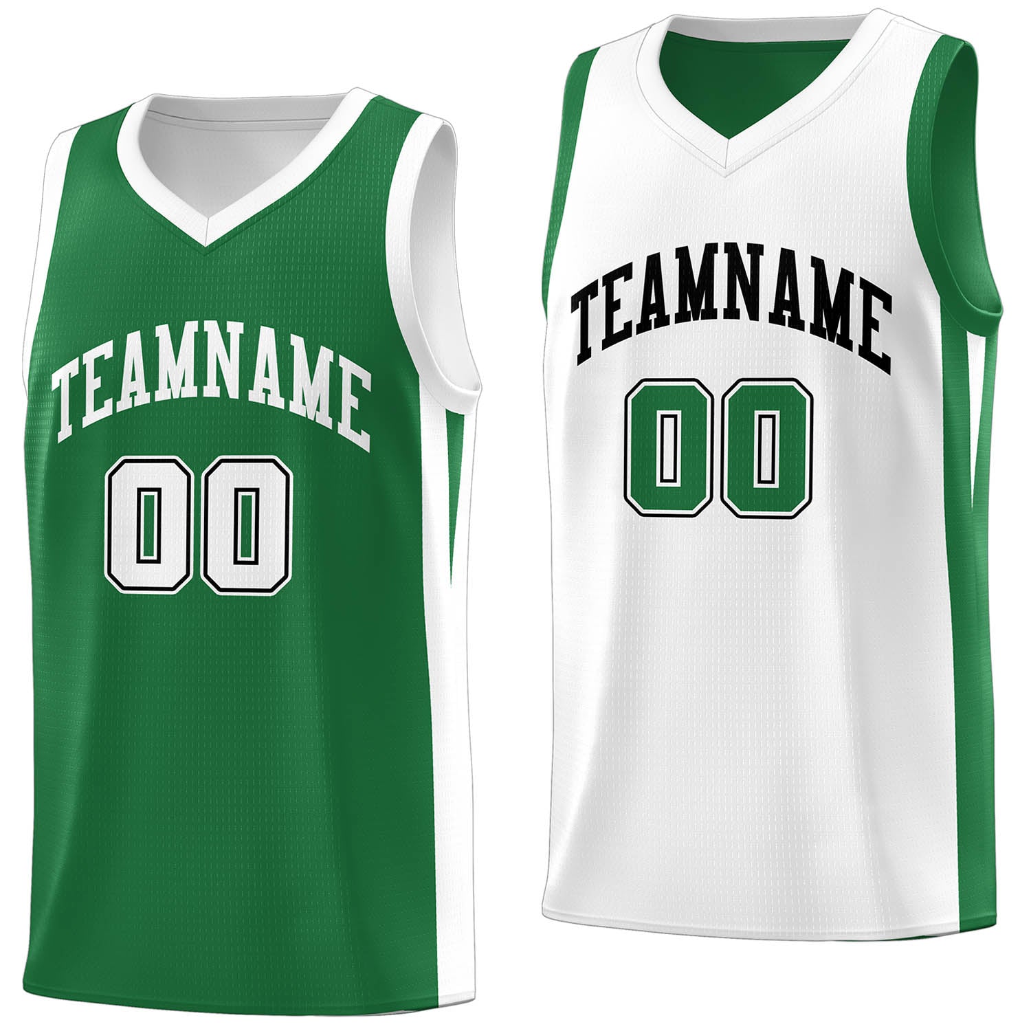 Benutzerdefinierte grün weiß doppelseitig Tops Athletic Basketball Jersey