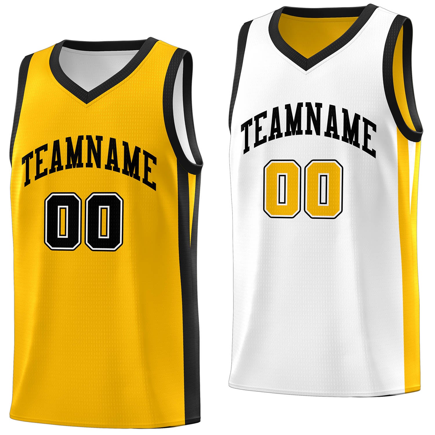 Benutzerdefinierte gelb weiß doppelseitig Tops Athletic Basketball Jersey