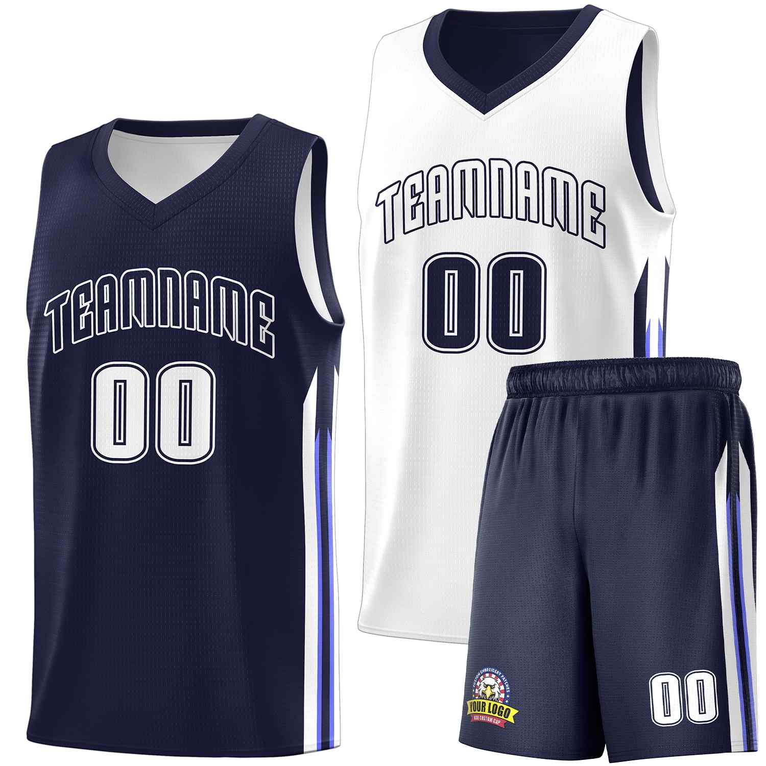Custom Navy White Double SideKits Men Basketball Jersey | KXKSHOP