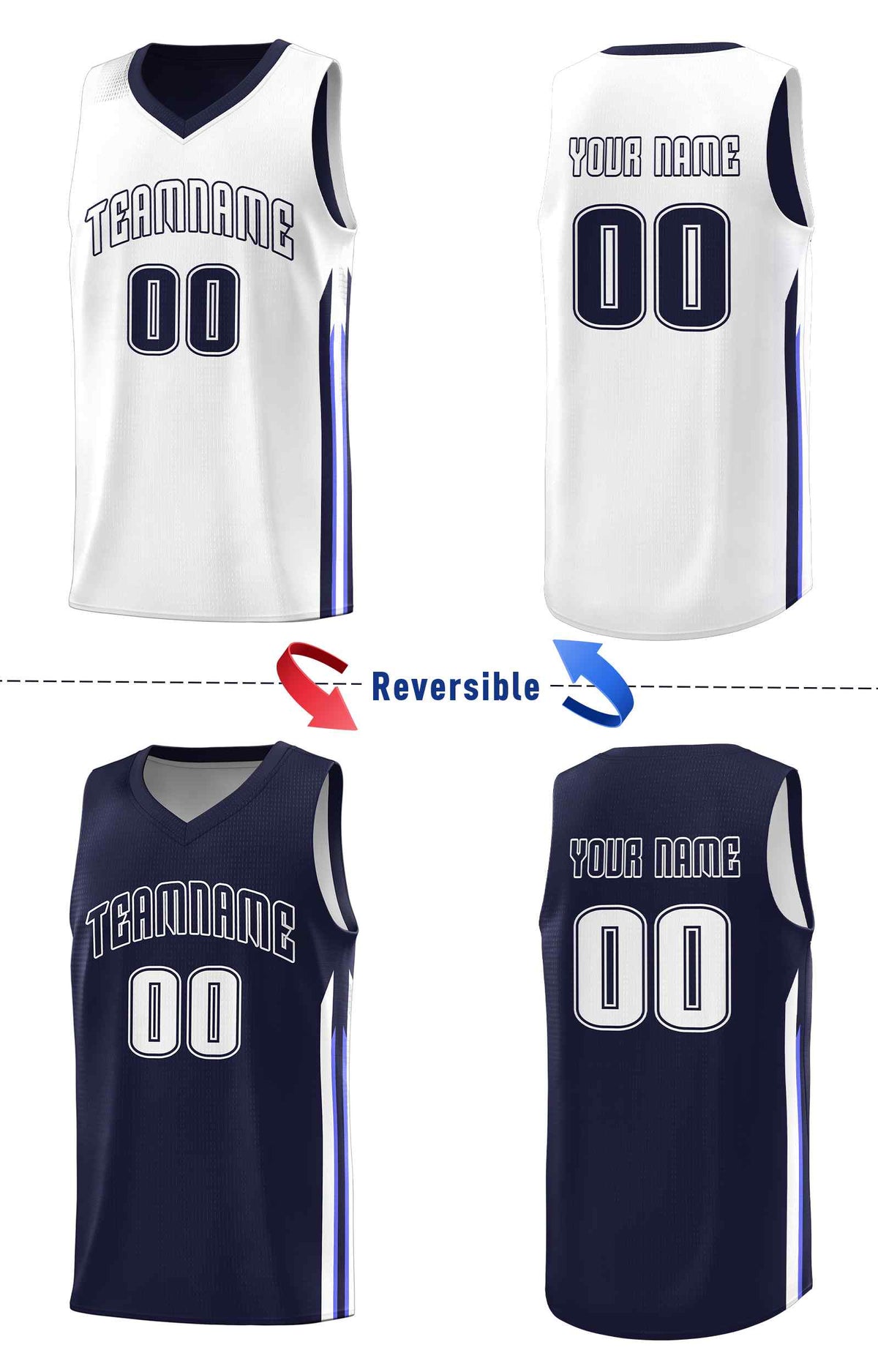 Custom Navy White Double SideKits Men Basketball Jersey | KXKSHOP