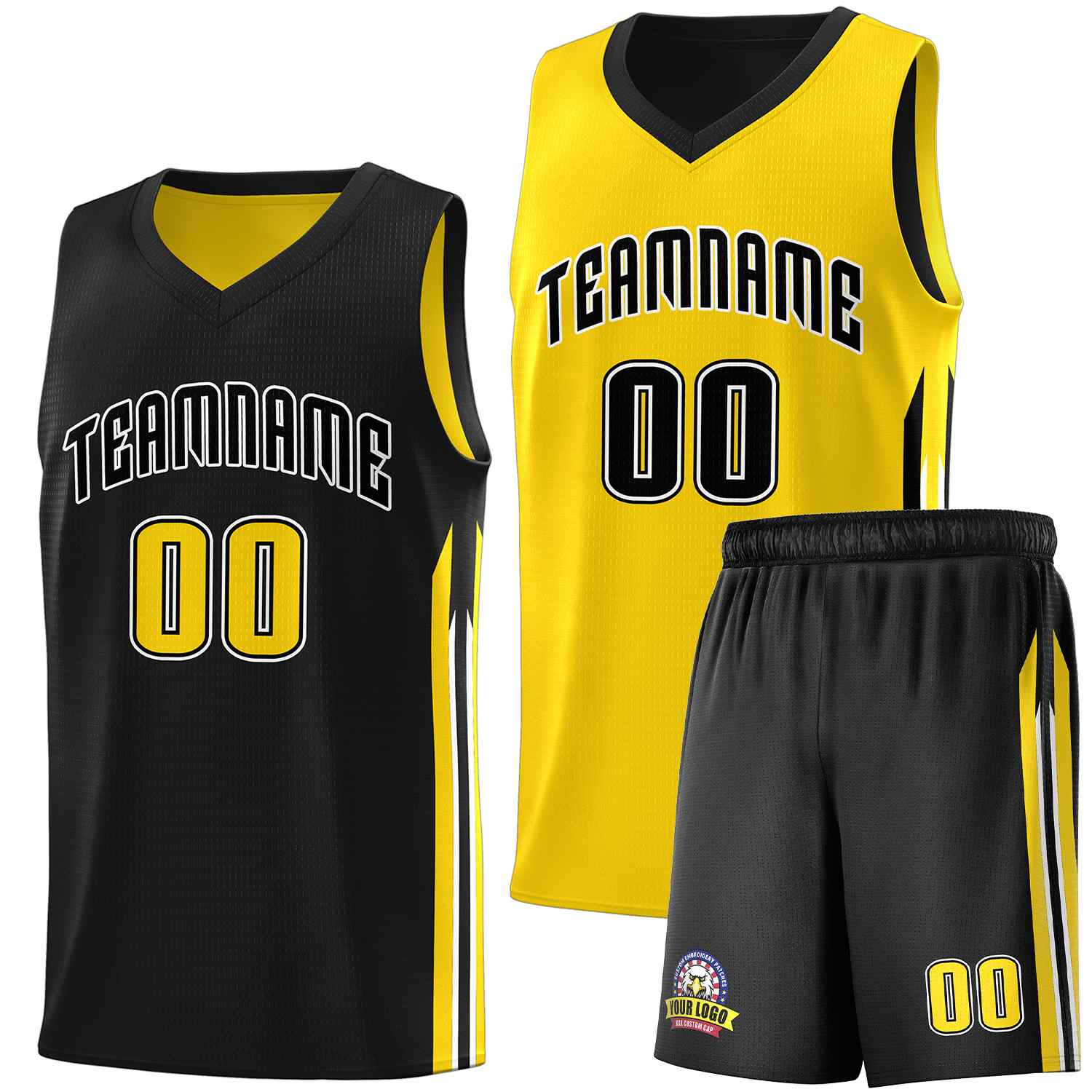 Custom Black Yellow Double SideKits Men Basketball Jersey | KXKSHOP