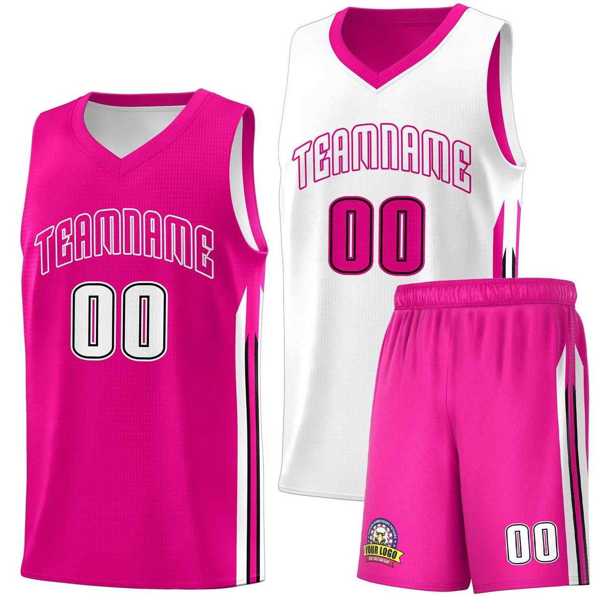 Custom Pink White Double SideKits Men Basketball Jersey | KXKSHOP