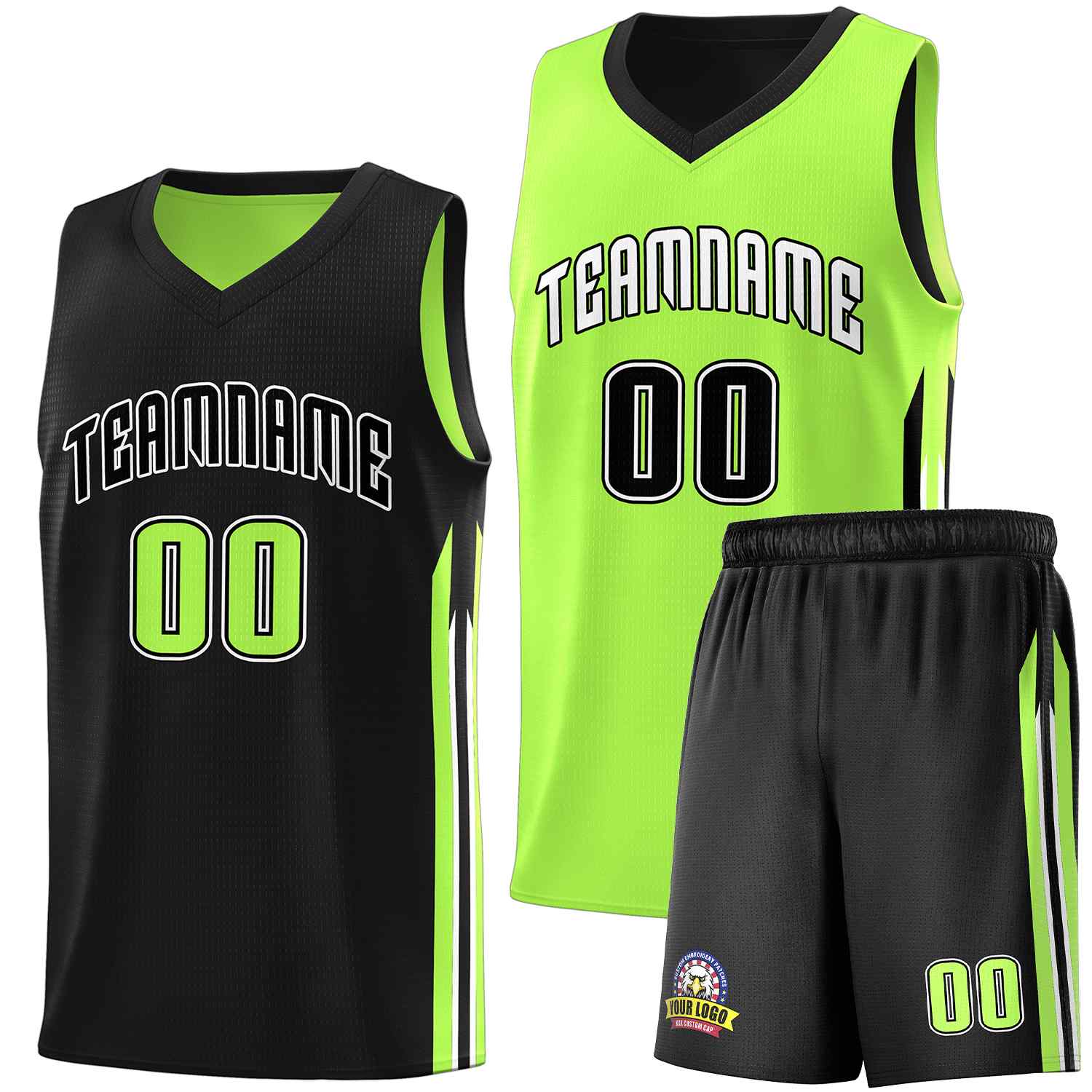 Custom Black Neon Green Double SideKits Men Basketball Jersey | KXKSHOP