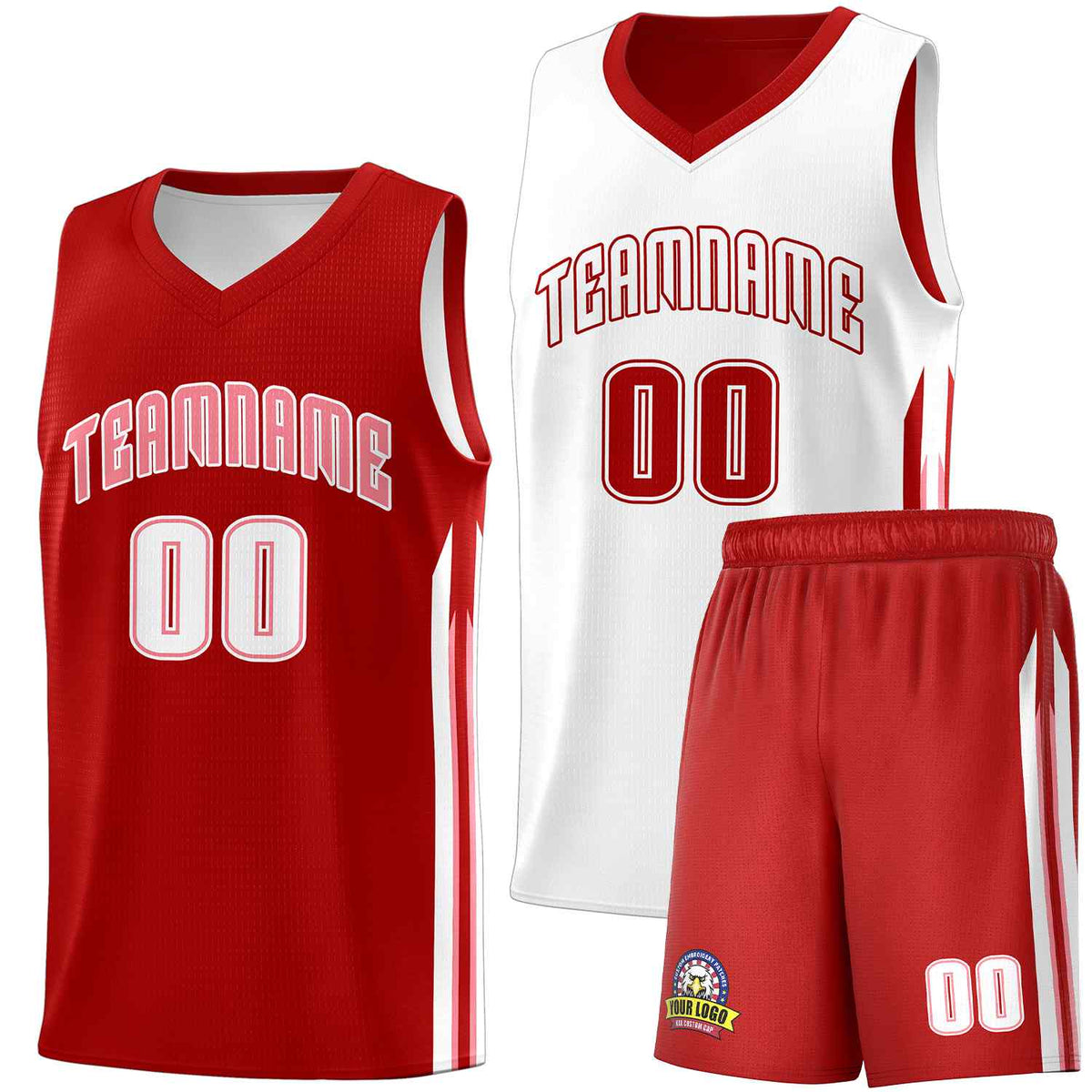Custom Red White Double SideKits Men Basketball Jersey | KXKSHOP