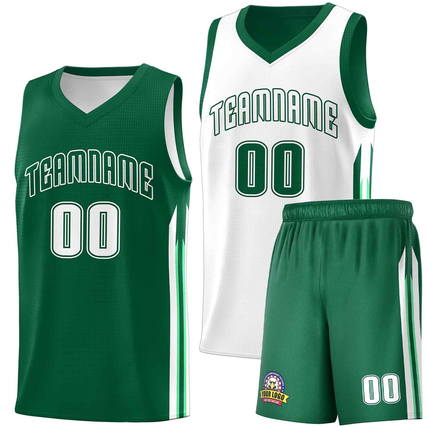 Custom Green White Double SideKits Men Basketball Jersey | KXKSHOP