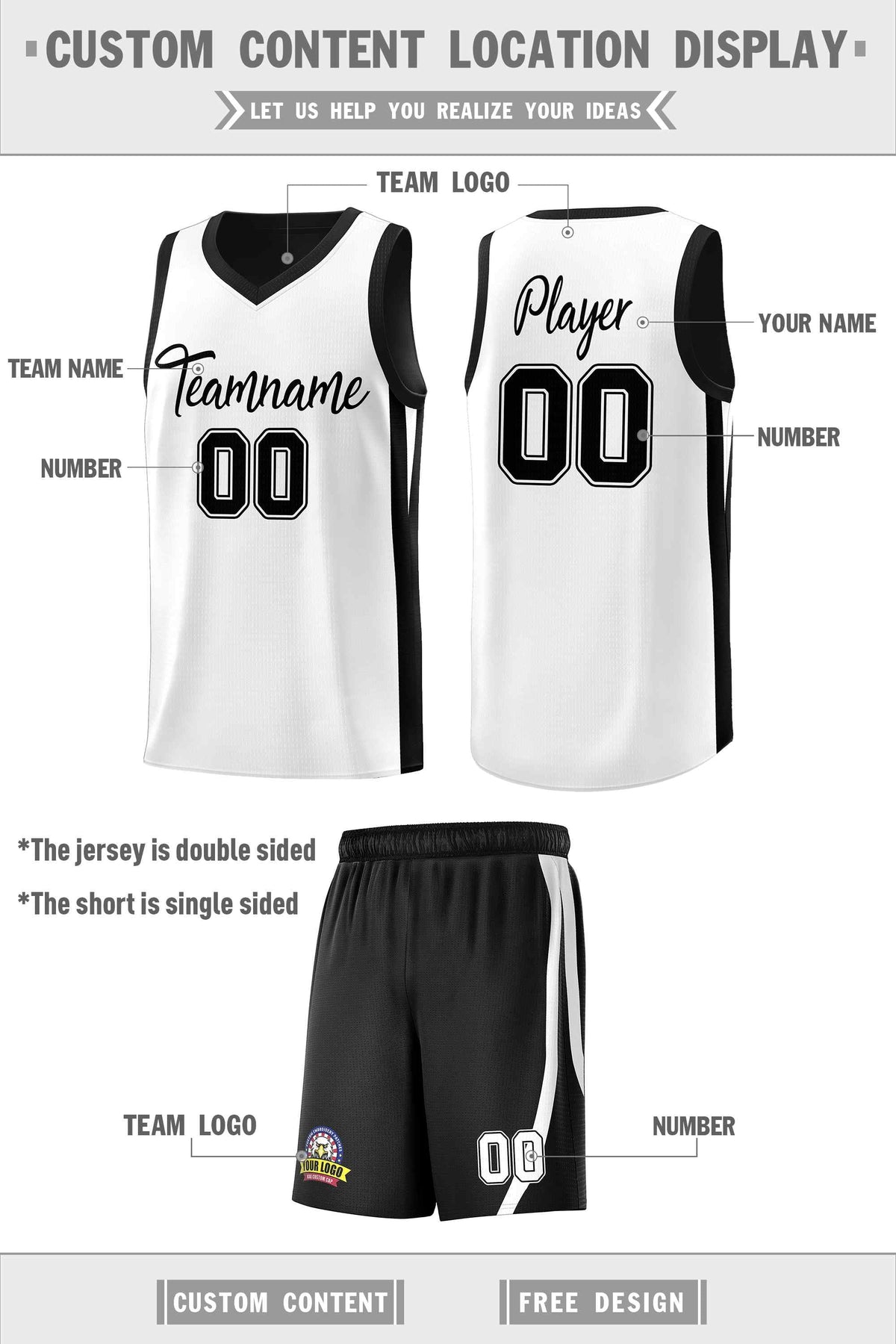 Custom Black White Double Side Sets Men Basketball Jersey | KXKSHOP