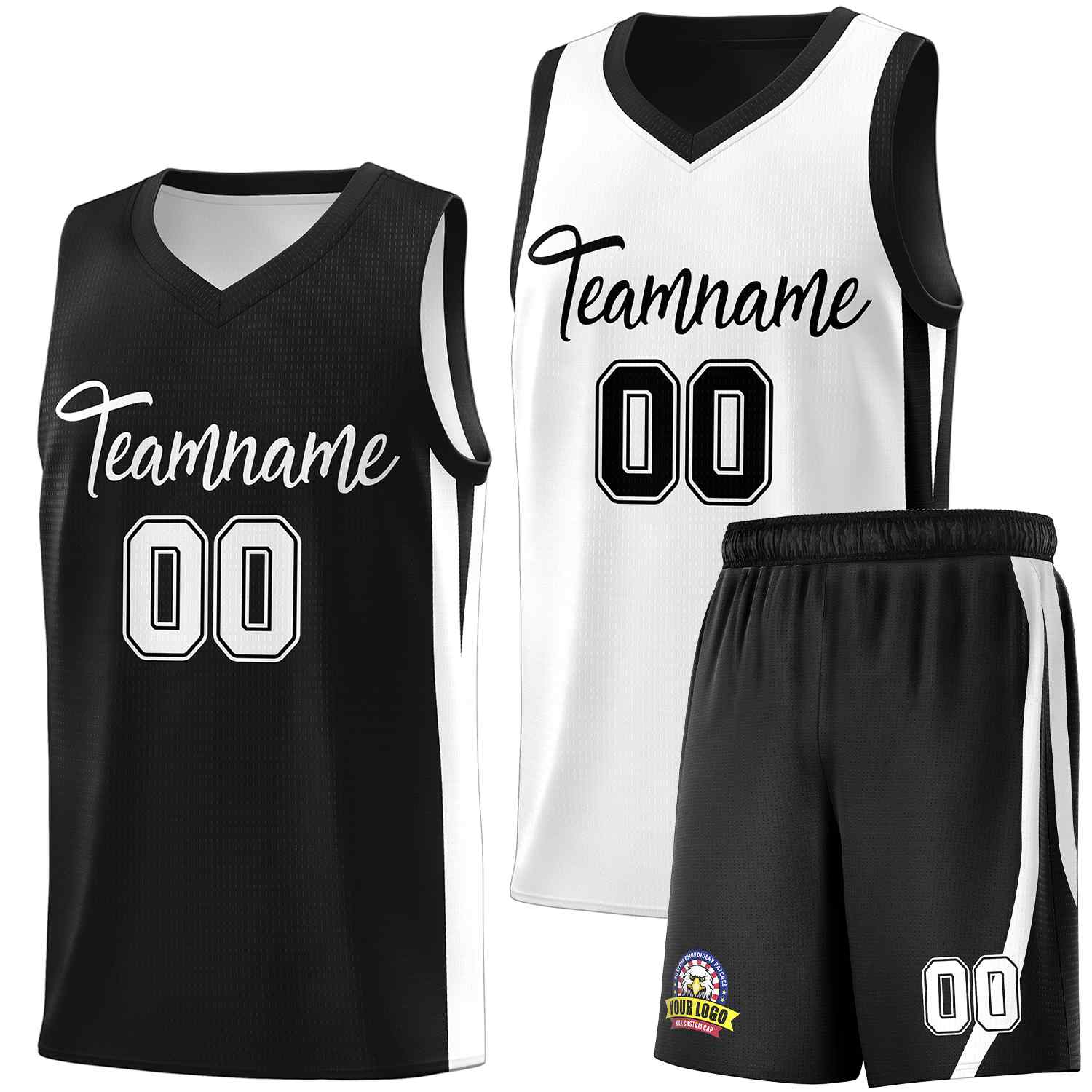Custom Black White Double Side Sets Men Basketball Jersey | KXKSHOP