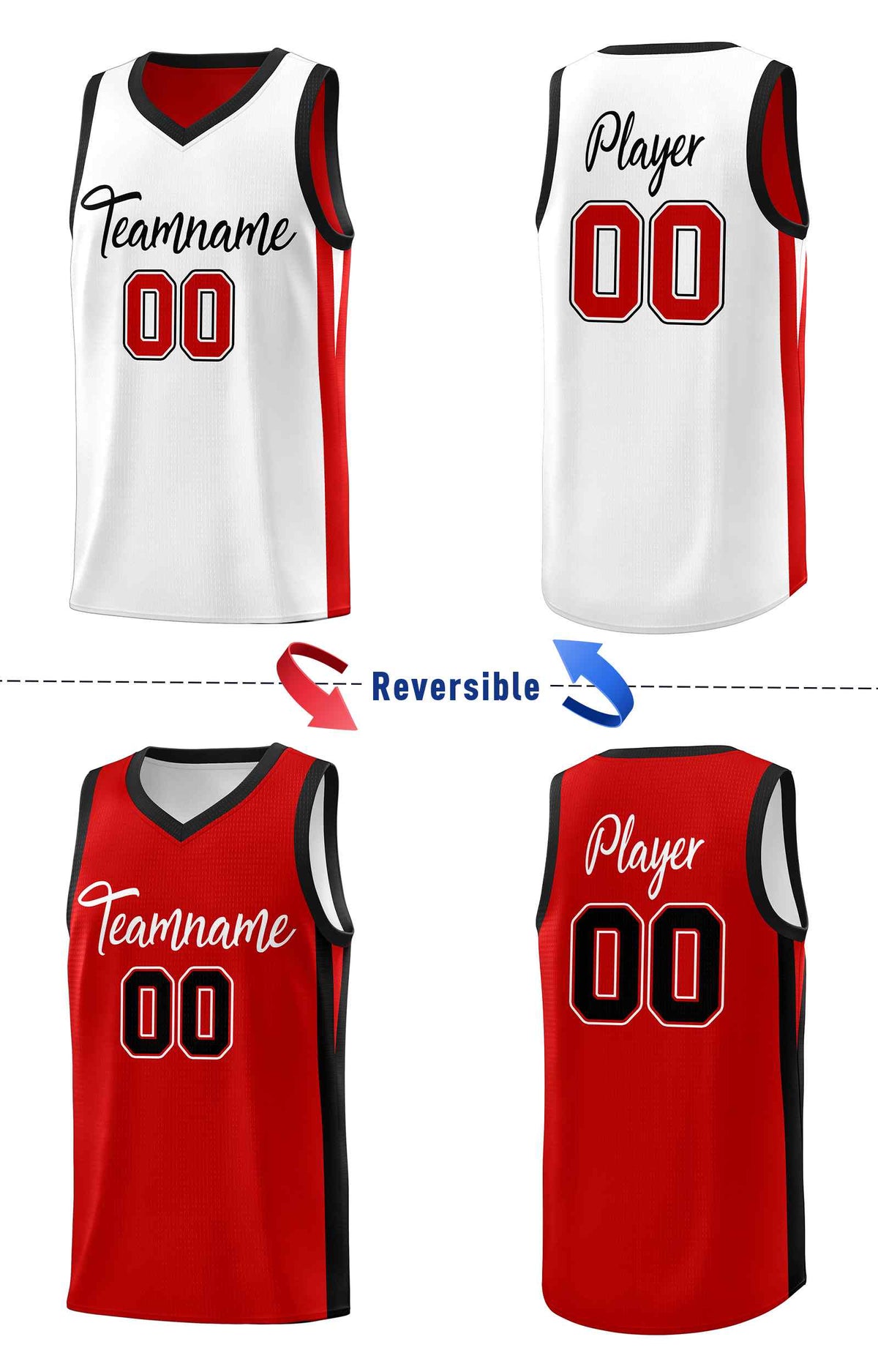 Custom Black White Double Side Sets Men Basketball Jersey | KXKSHOP