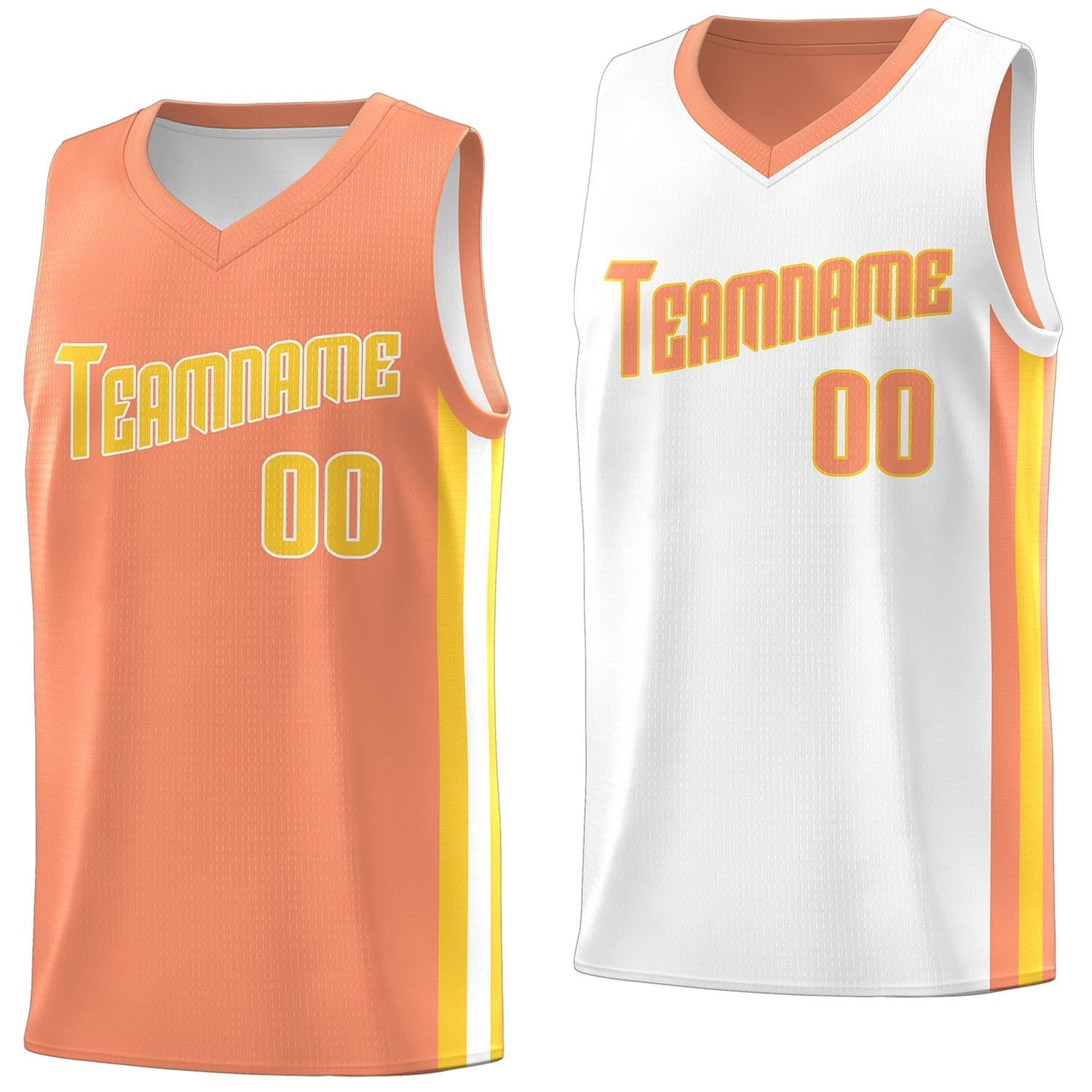 Custom White Orange Double Side Tops Basketball Jersey | KXKSHOP
