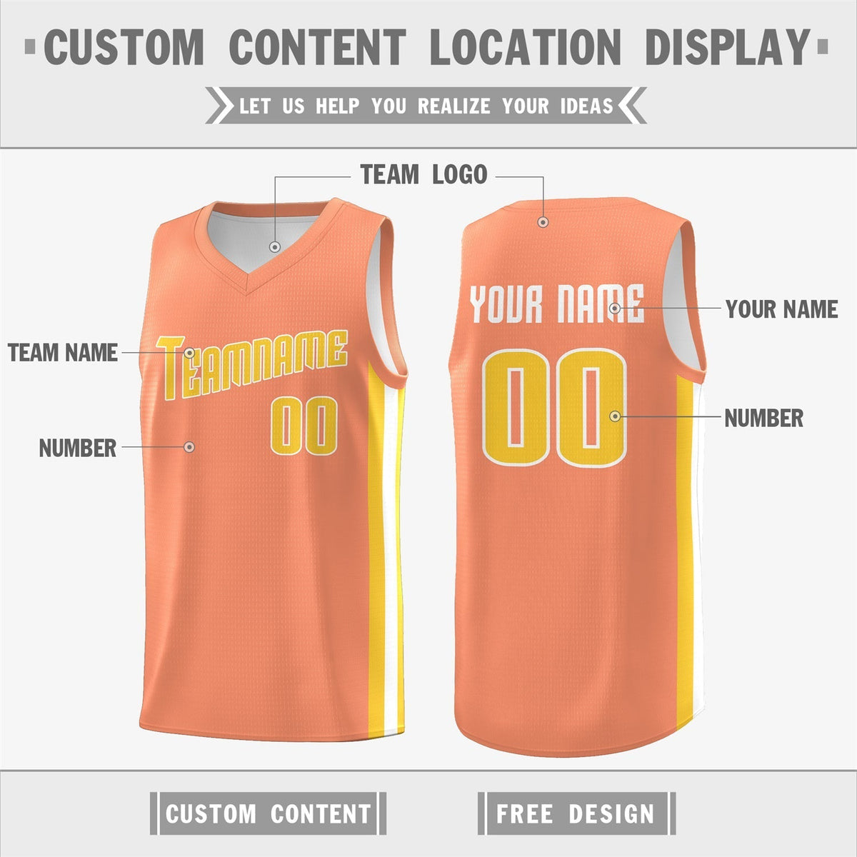 Custom White Orange Double Side Tops Basketball Jersey | KXKSHOP