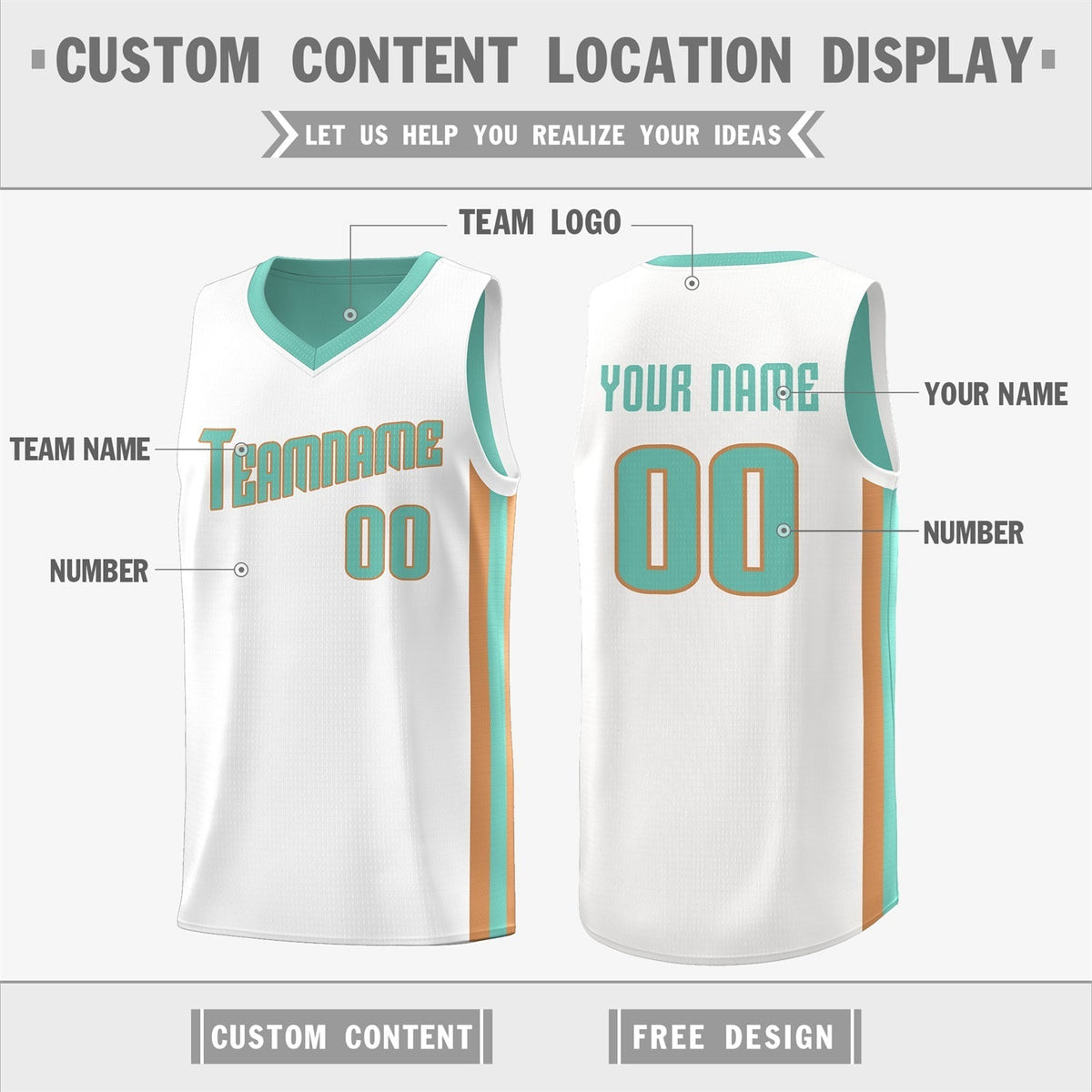 Custom White Orange Double Side Tops Basketball Jersey | KXKSHOP