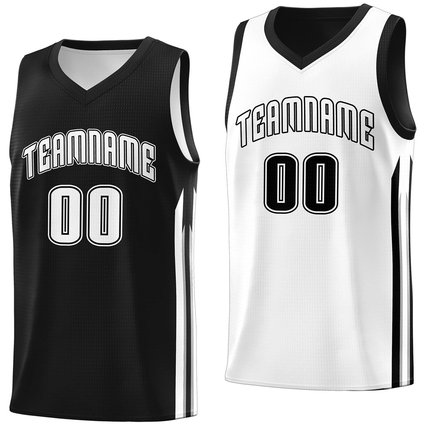Custom Black White Double Side Tops Men Training Basketball Jersey