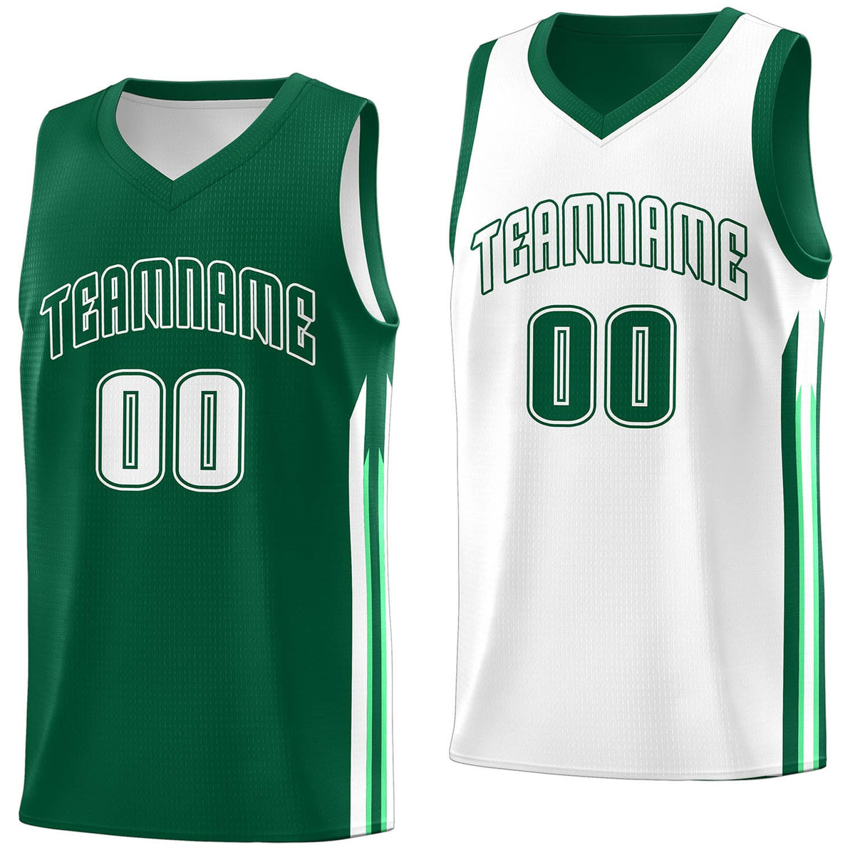 Custom Green White Double Side Tops Men Training Basketball Jersey