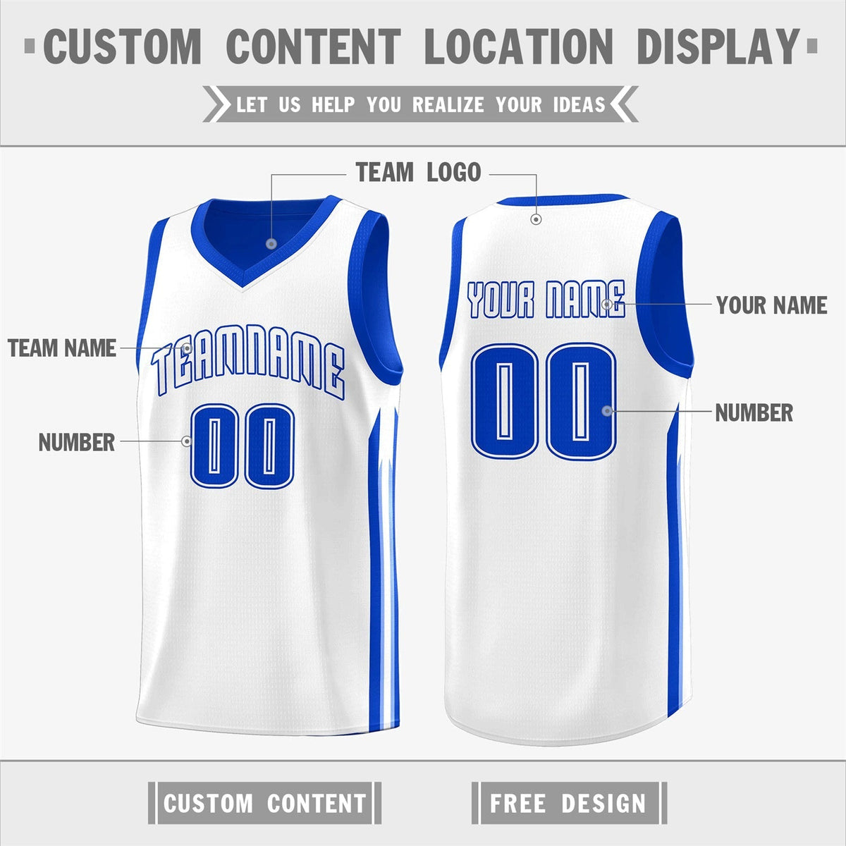 Custom Royal White Double Side Tops Men Training Basketball Jersey