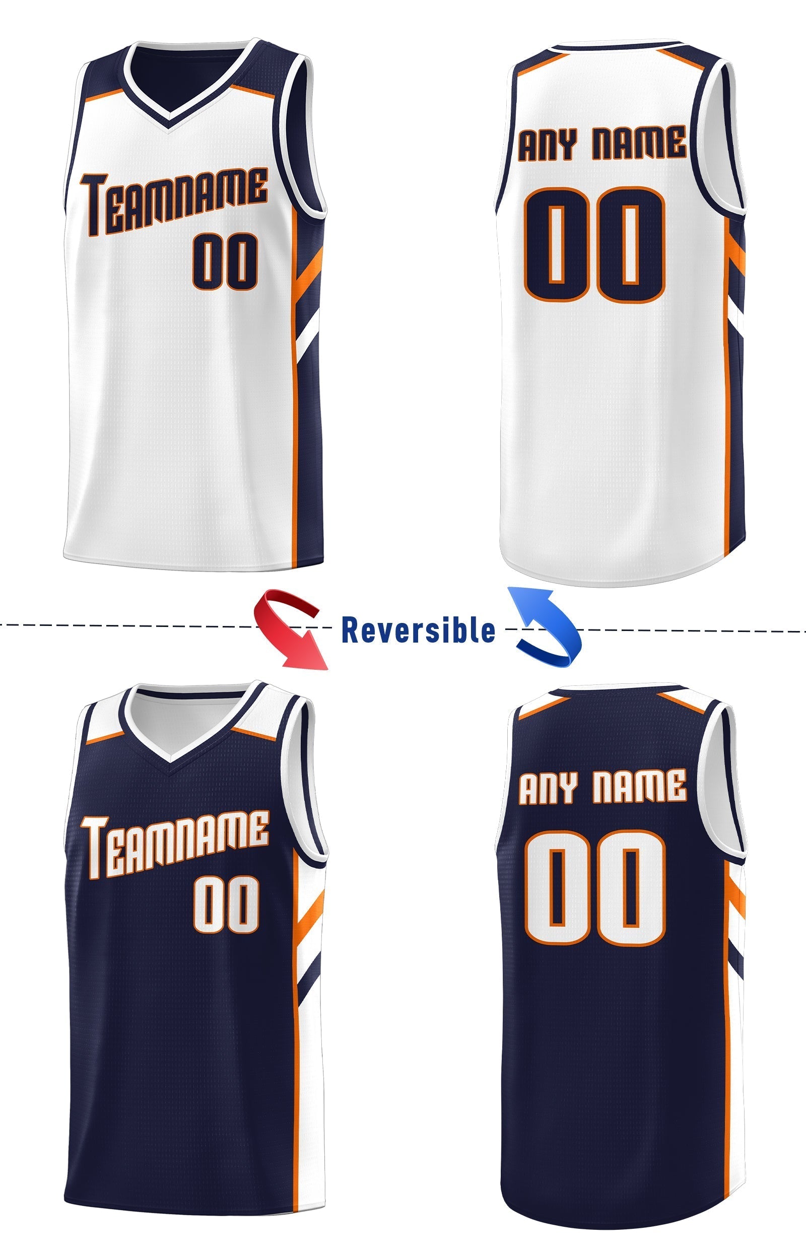 Custom Royal White-Yellow Double Side Tops Fashion Basketball Jersey | KXKSHOP