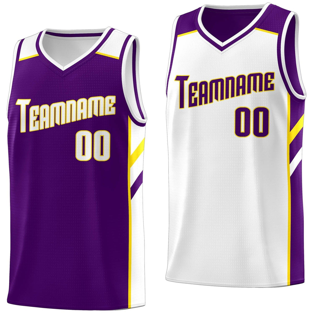 Custom Royal White-Yellow Double Side Tops Fashion Basketball Jersey | KXKSHOP