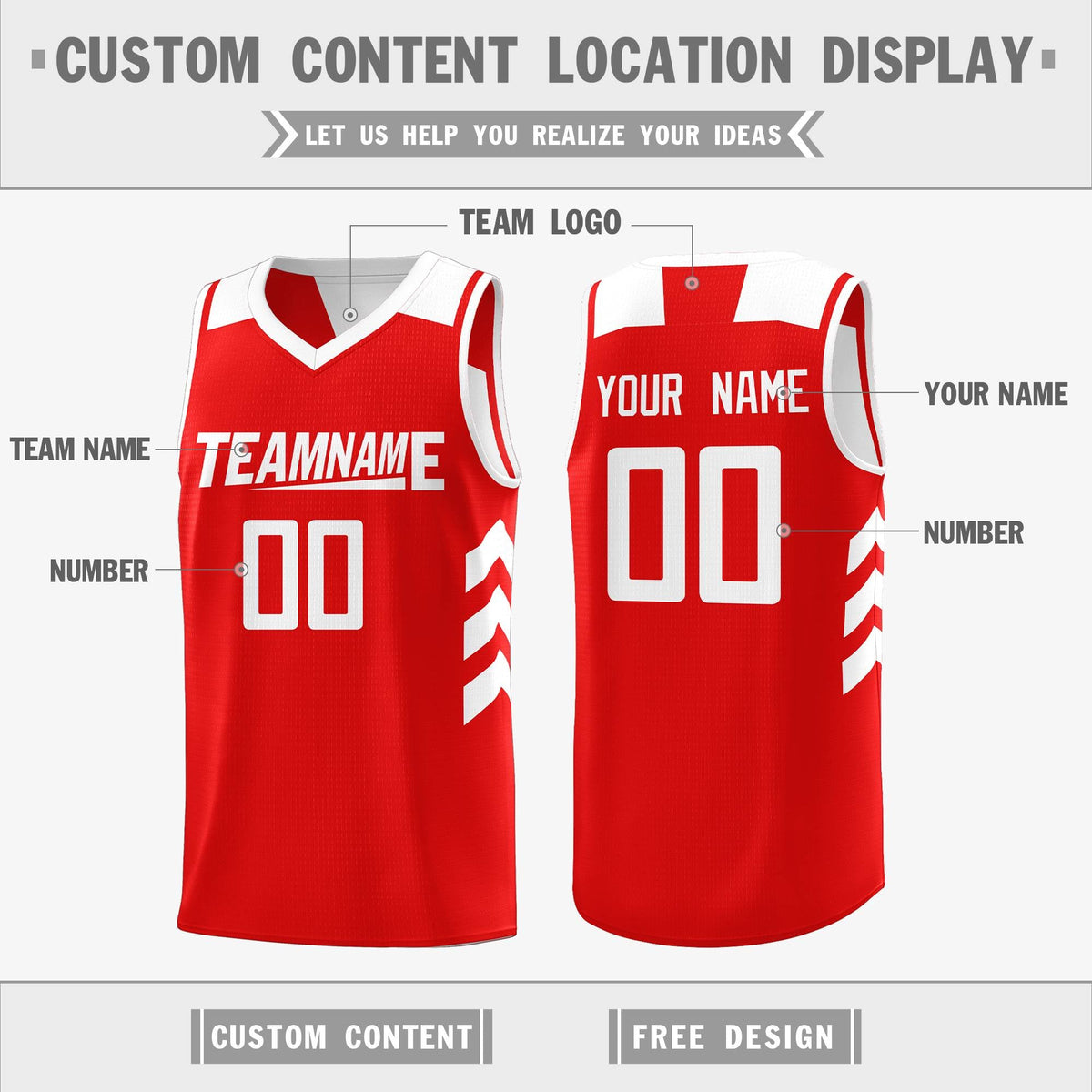 Custom Red White Reversible Double Side Tops Basketball Jersey