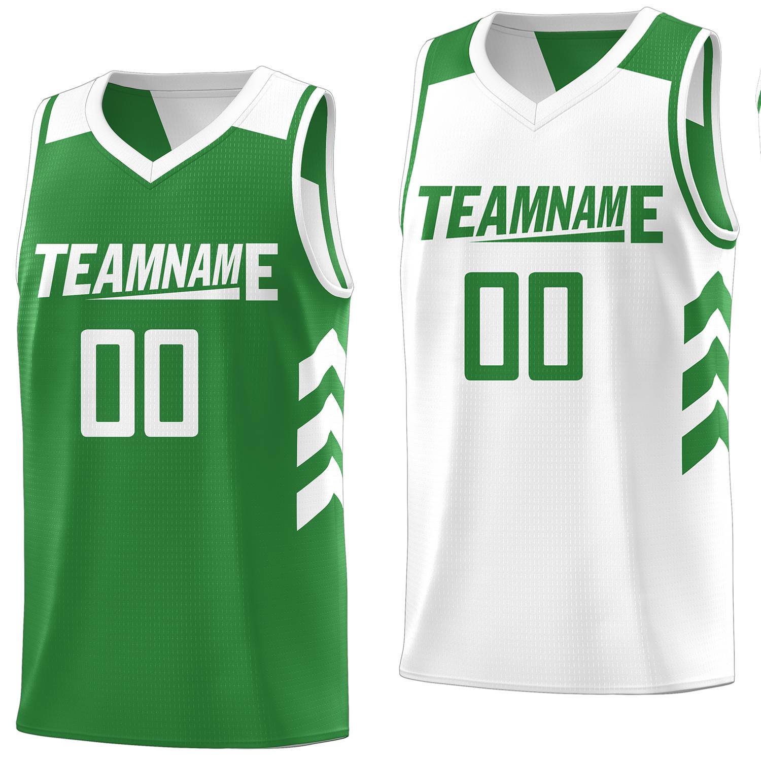 Benutzerdefinierte grün weiß reversible Doppel Seite Tops Basketball Jersey