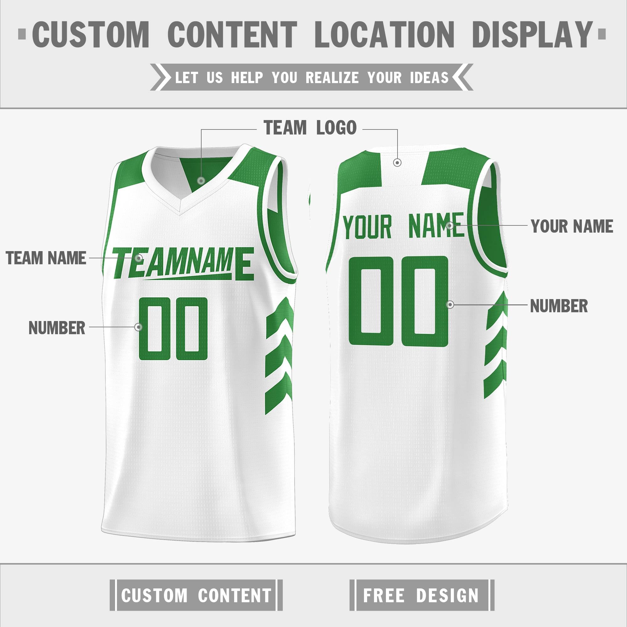 Benutzerdefinierte grün weiß reversible Doppel Seite Tops Basketball Jersey