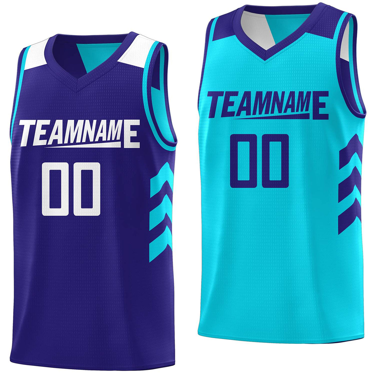 Custom Royal Aqua Reversible Double Side Tops Basketball Jersey