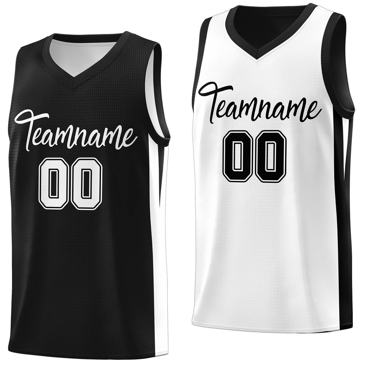 Custom Black White Double Side Tops Athletic Basketball Jersey