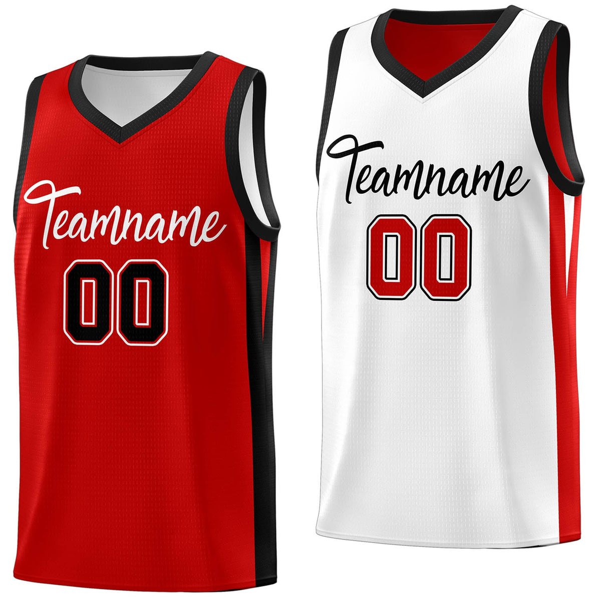 Custom Red White Double Side Tops Athletic Basketball Jersey