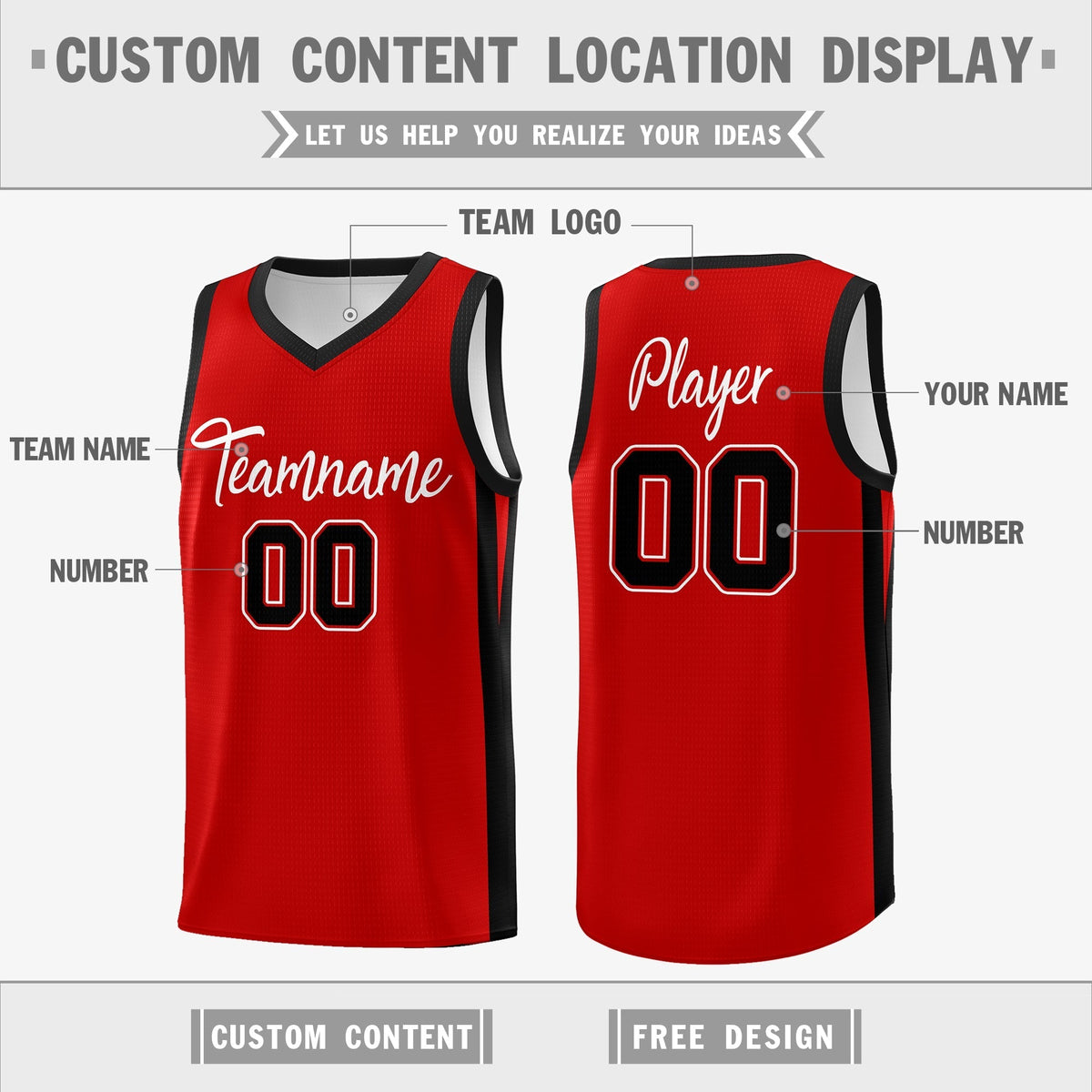 Custom Red White Double Side Tops Athletic Basketball Jersey