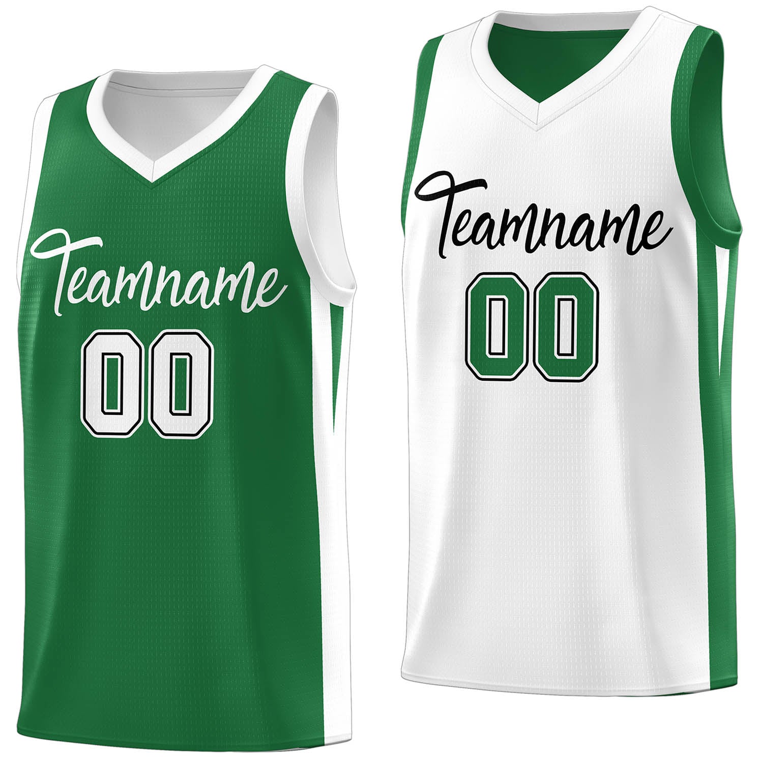 Benutzerdefinierte grün weiß doppelseitig Tops Athletic Basketball Jersey