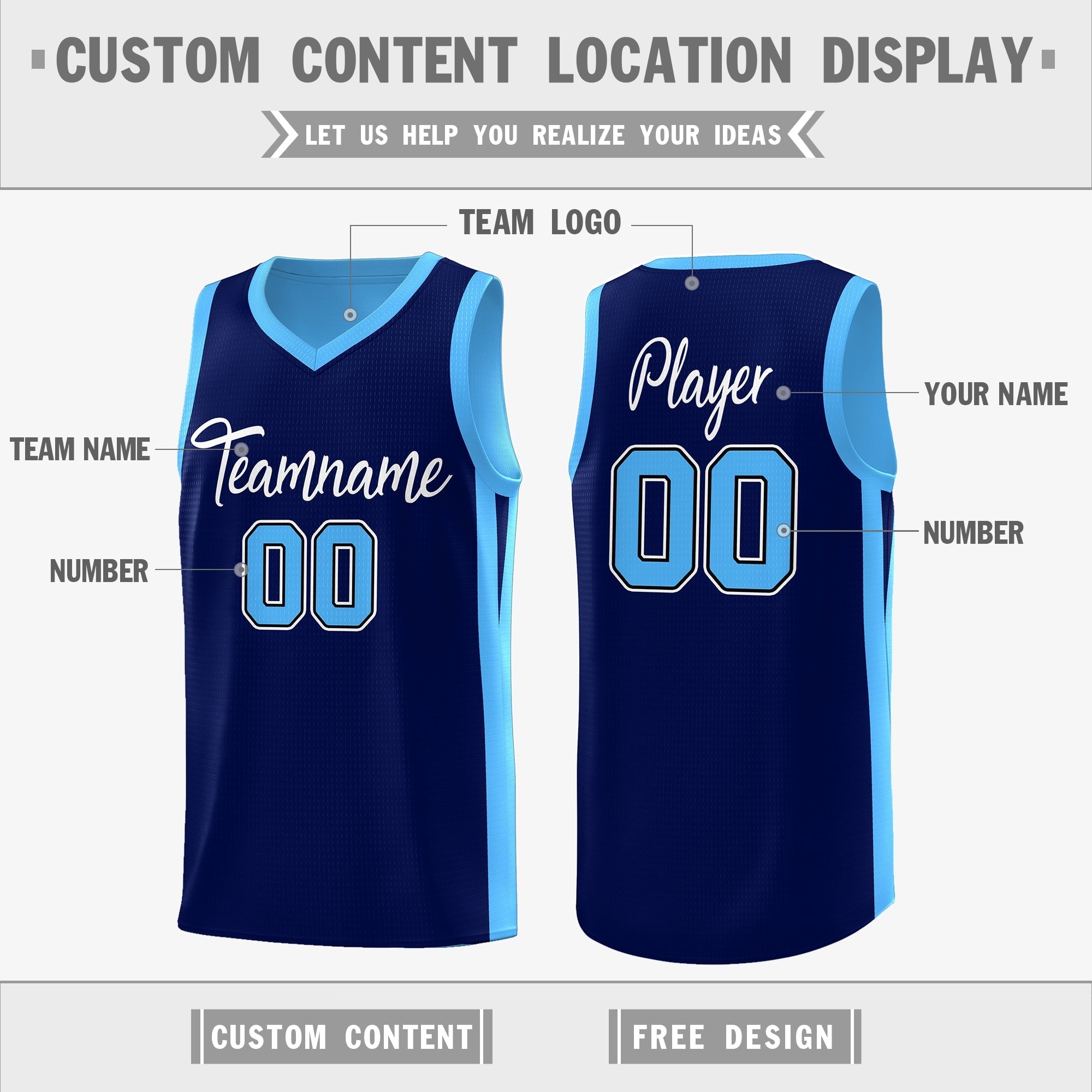 Benutzerdefinierte Marineblau Doppel Seite Tops Athletische Basketball Jersey