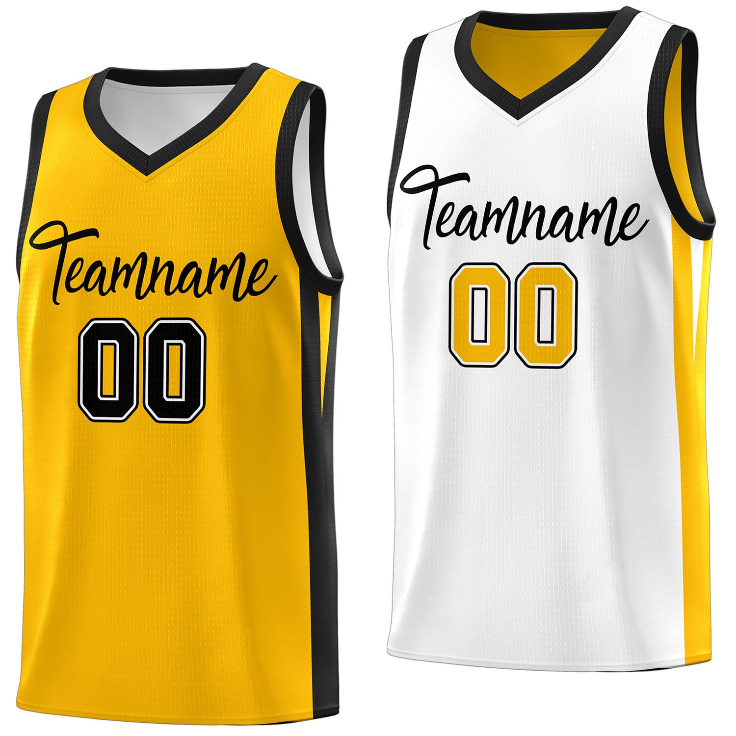 Benutzerdefinierte gelb weiß doppelseitig Tops Athletic Basketball Jersey